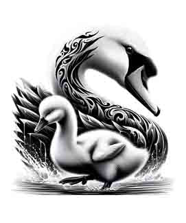 Swan and Cygnet - Digital Art | PNG, JPEG & SVG | Instant Download for Apparel, Décor and Wall Art