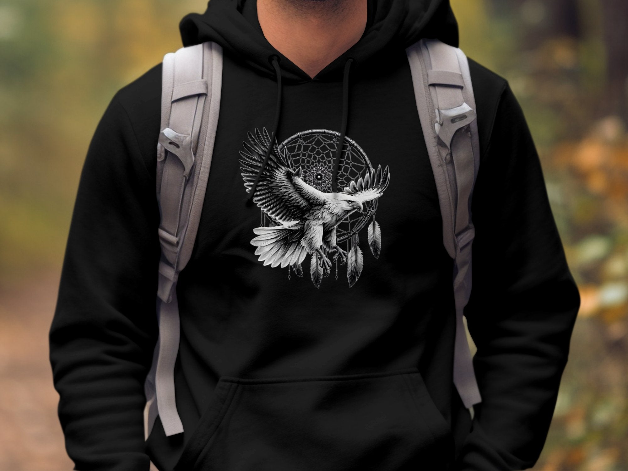 Dreamcatcher Eagle - Coloured Gildan Hoodie Realistic Native American Talisman Unisex Mythology Tee Graphic Design