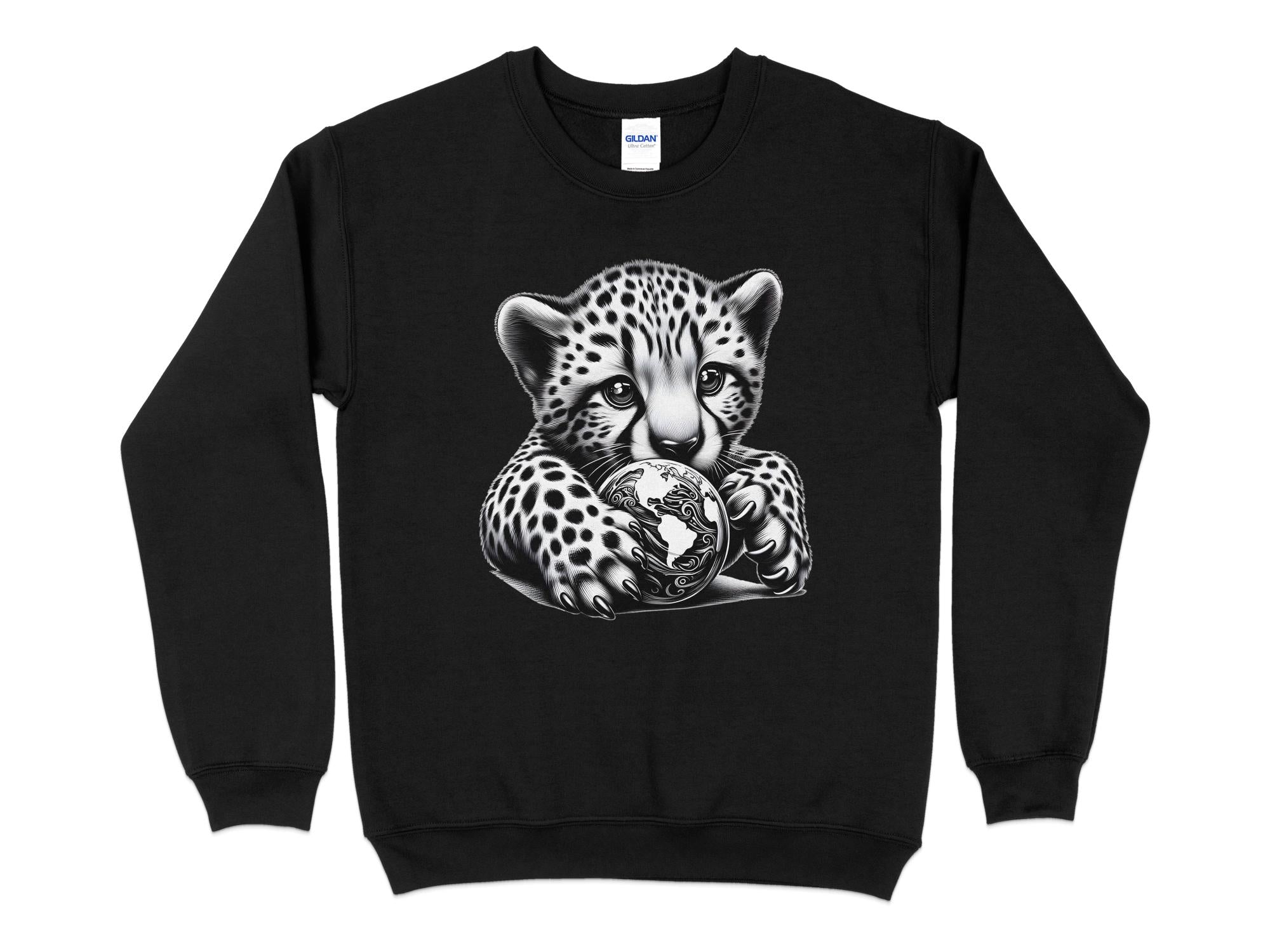 Cheetah World - Coloured Gildan Sweatshirt Realistic Animal Talisman Unisex Cute Tee Graphic Design