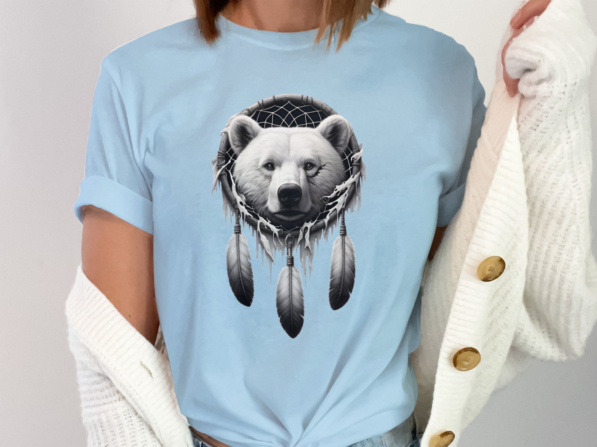 Dreamcatcher Bear - Coloured Gildan T-Shirt Realistic Native American Talisman Unisex Mythology Tee Graphic Design