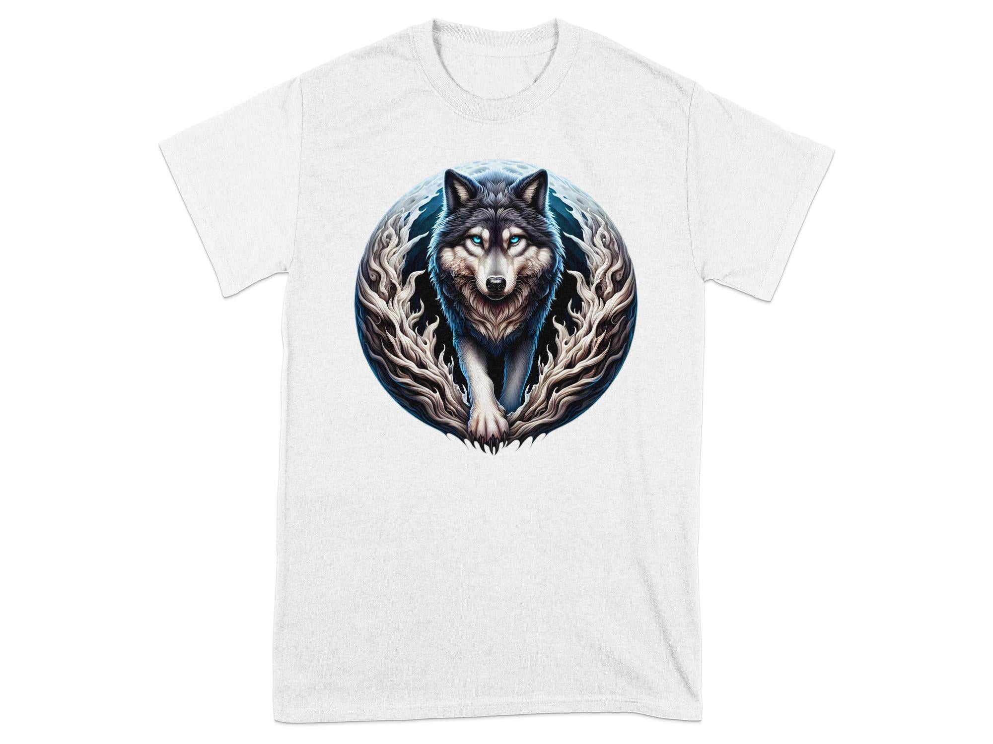 Moon Wolf - T-Shirt Realistic Full Colour Animal Talisman Unisex Mythology Tee Gildan Graphic Design