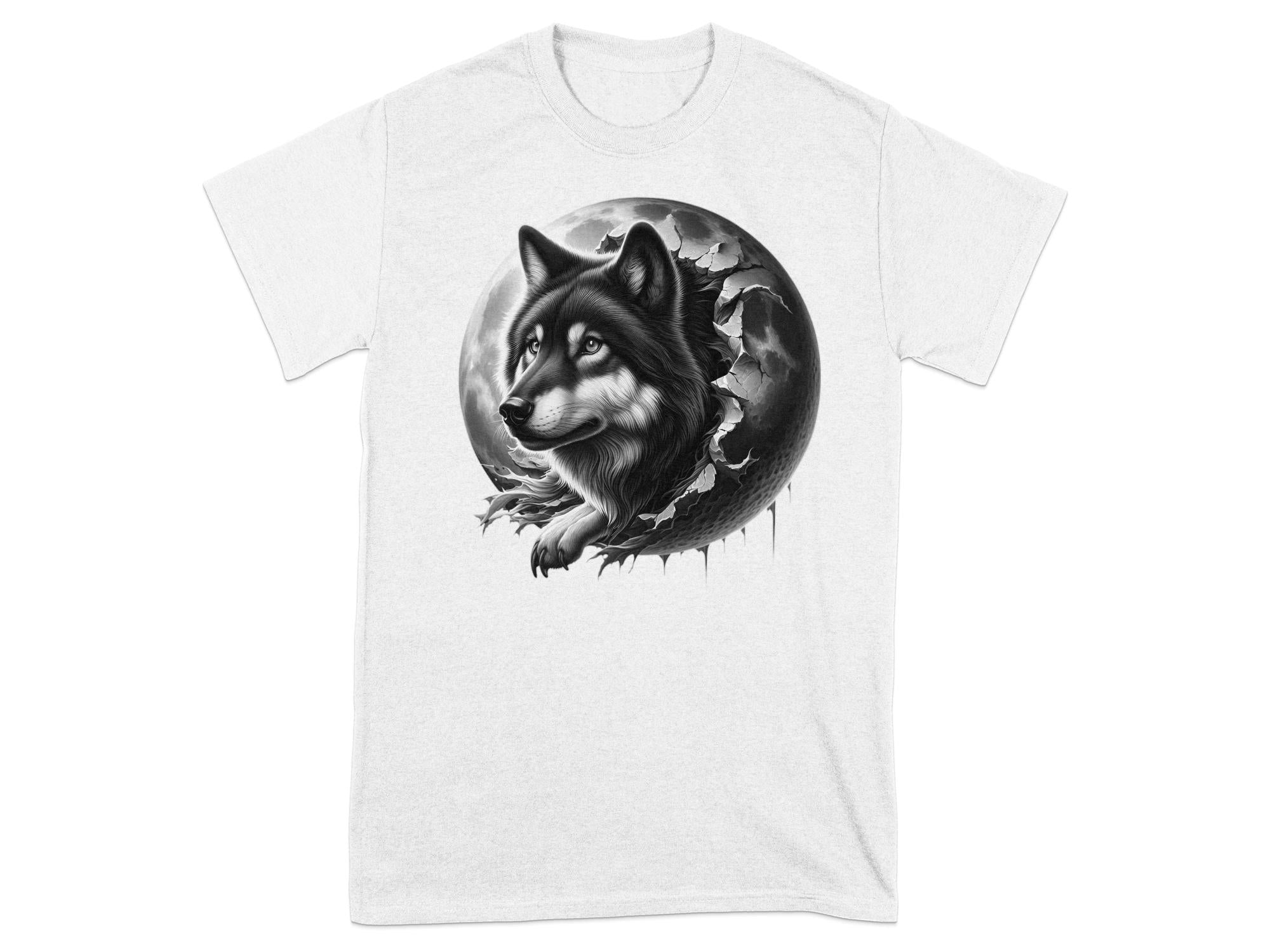 Moon Wolf - Coloured Gildan T-Shirt Realistic Animal Talisman Unisex Mythology Tee Graphic Design