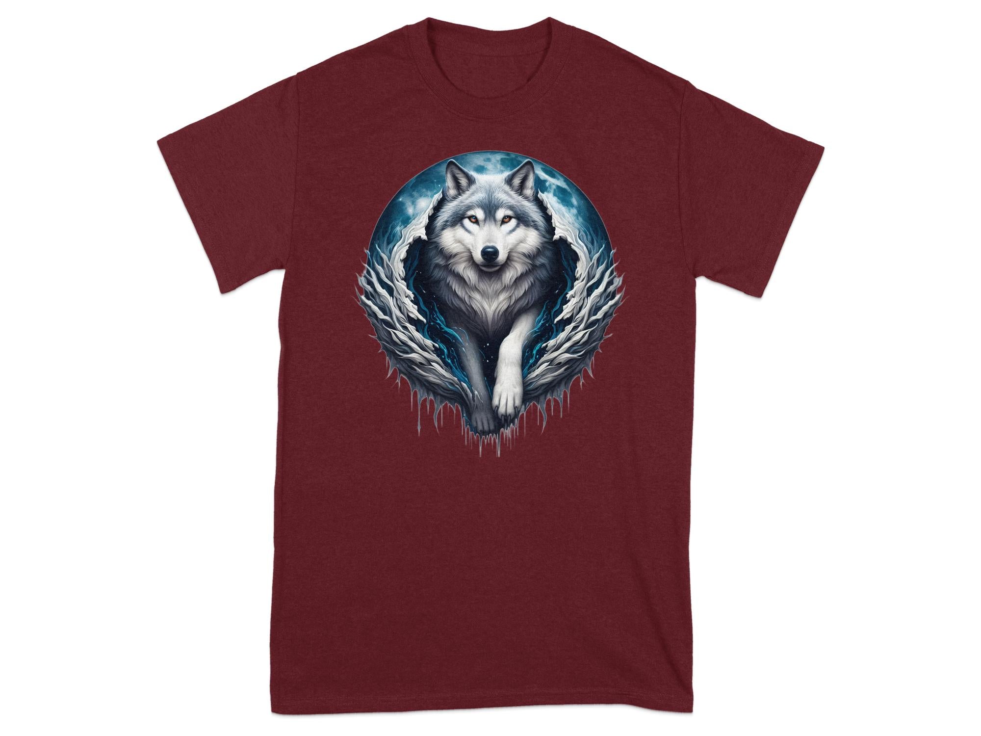 Moon Wolf - T-Shirt Realistic Full Colour Animal Talisman Unisex Mythology Tee Gildan Graphic Design