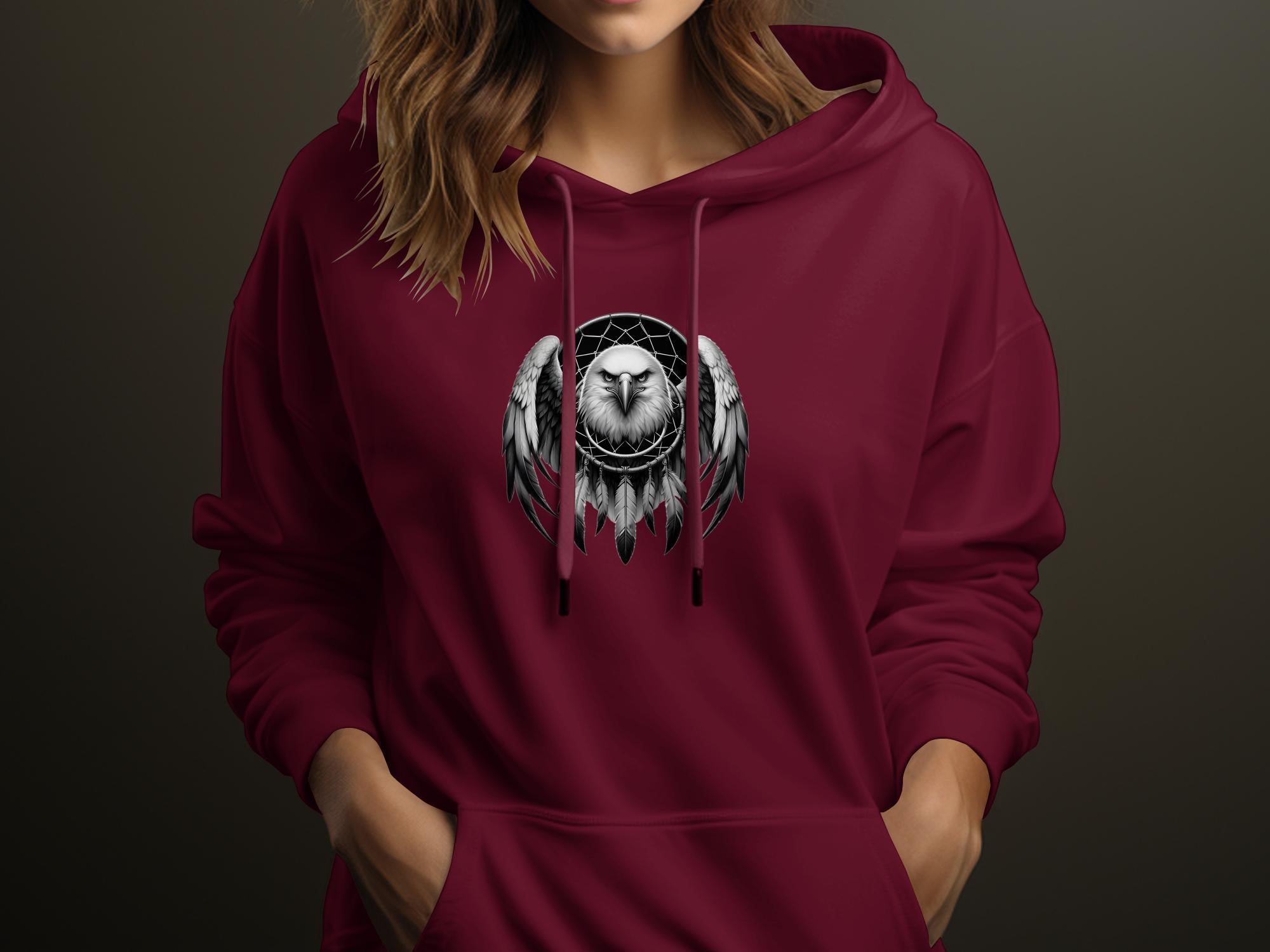 Dreamcatcher Eagle - Coloured Gildan Hoodie Realistic Native American Talisman Unisex Mythology Tee Graphic Design