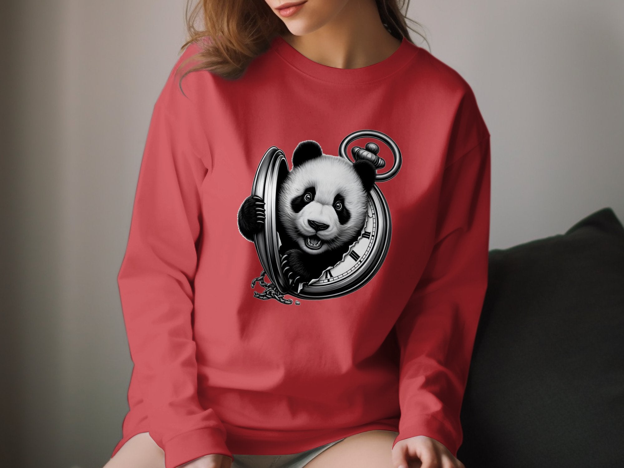 Panda - Coloured Gildan Long Sleeve Realistic Animal Talisman Unisex Cute Tee Graphic Design