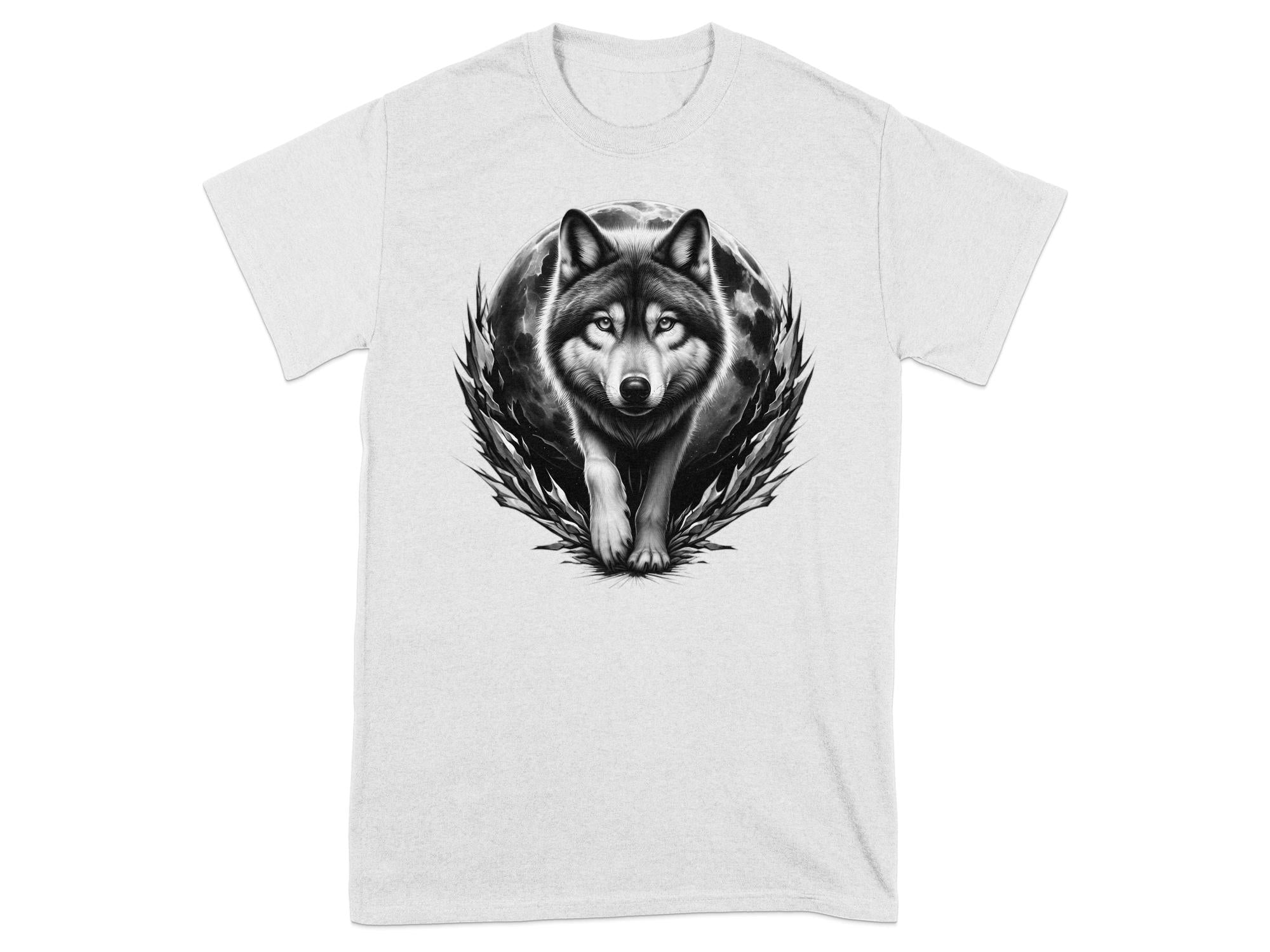 Moon Wolf - Coloured Gildan T-Shirt Realistic Animal Talisman Unisex Mythology Tee Graphic Design