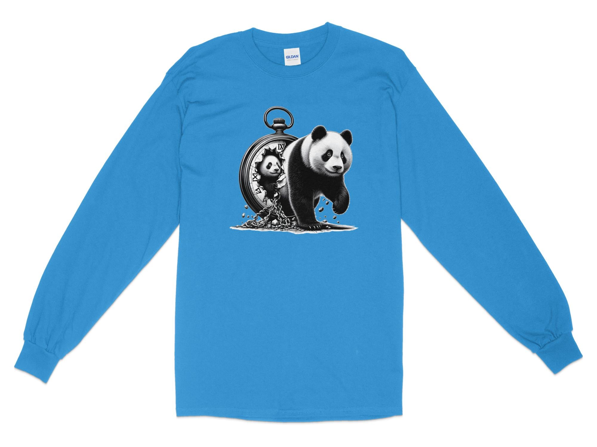 Panda - Coloured Gildan Long Sleeve Realistic Animal Talisman Unisex Cute Tee Graphic Design