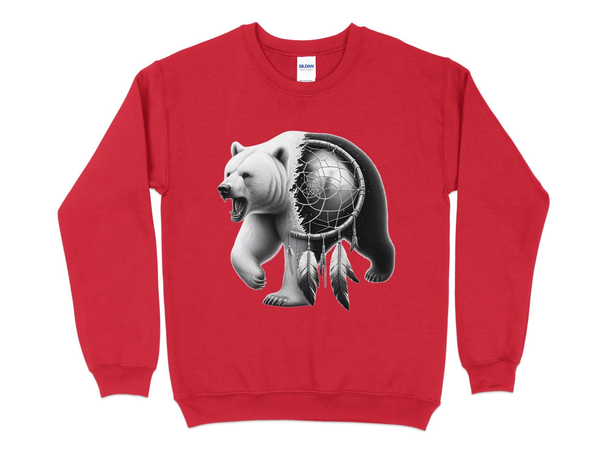 Dreamcatcher Bear - Coloured Gildan Sweatshirt Realistic Native American Talisman Unisex Mythology Tee Graphic Design