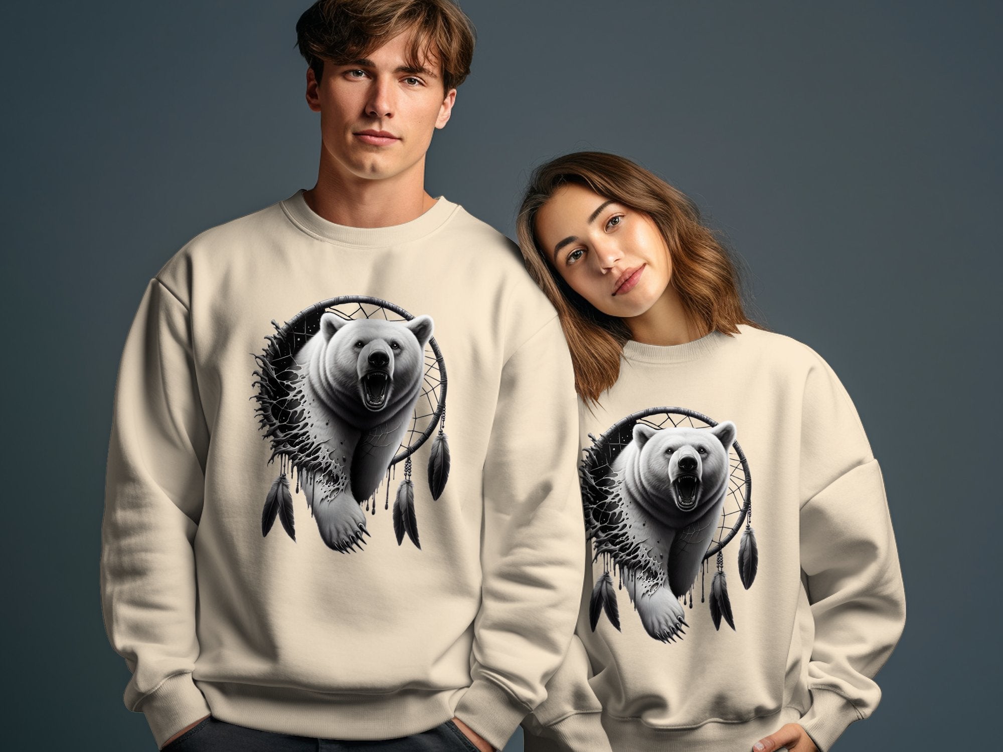 Dreamcatcher Bear - Coloured Gildan Sweatshirt Realistic Native American Talisman Unisex Mythology Tee Graphic Design