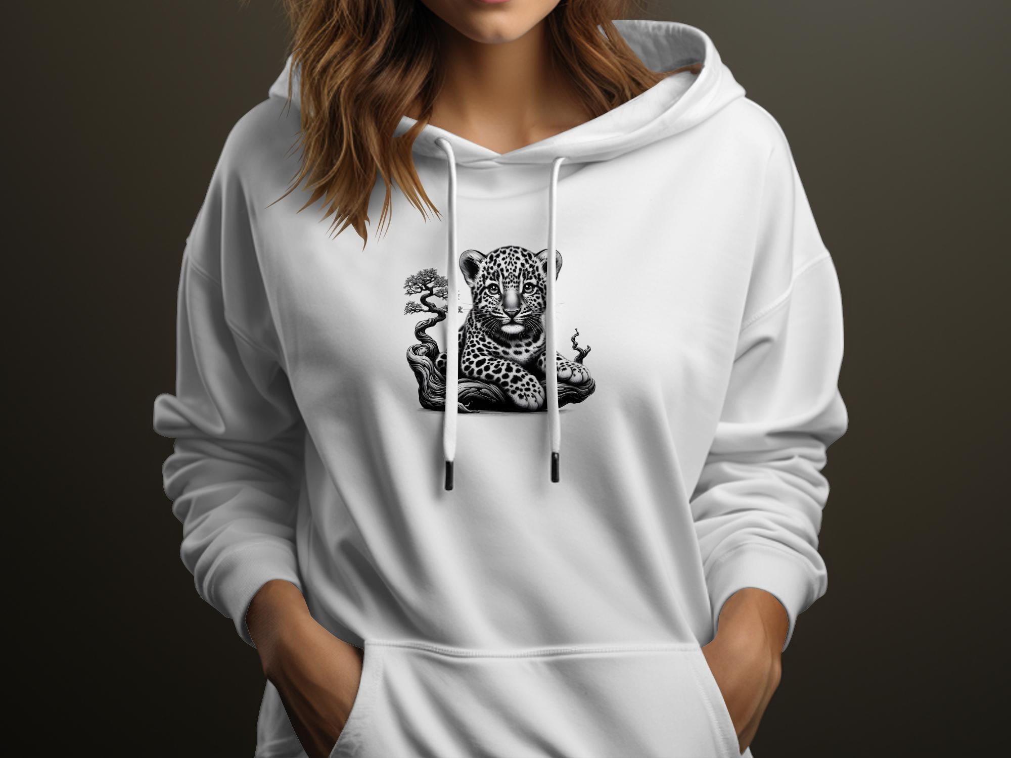 Leopard Bonsai - Coloured Gildan Hoodie Realistic Animal Talisman Unisex Cute Tee Graphic Design