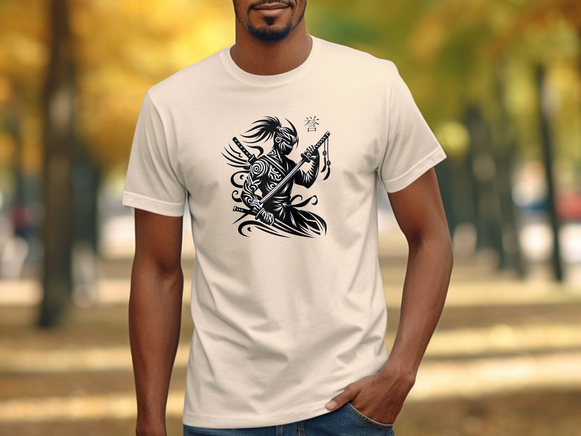 Samurai Ninja - Coloured Gildan T-Shirt Japanese Talisman Unisex Cultural Symbolic Graphic Design