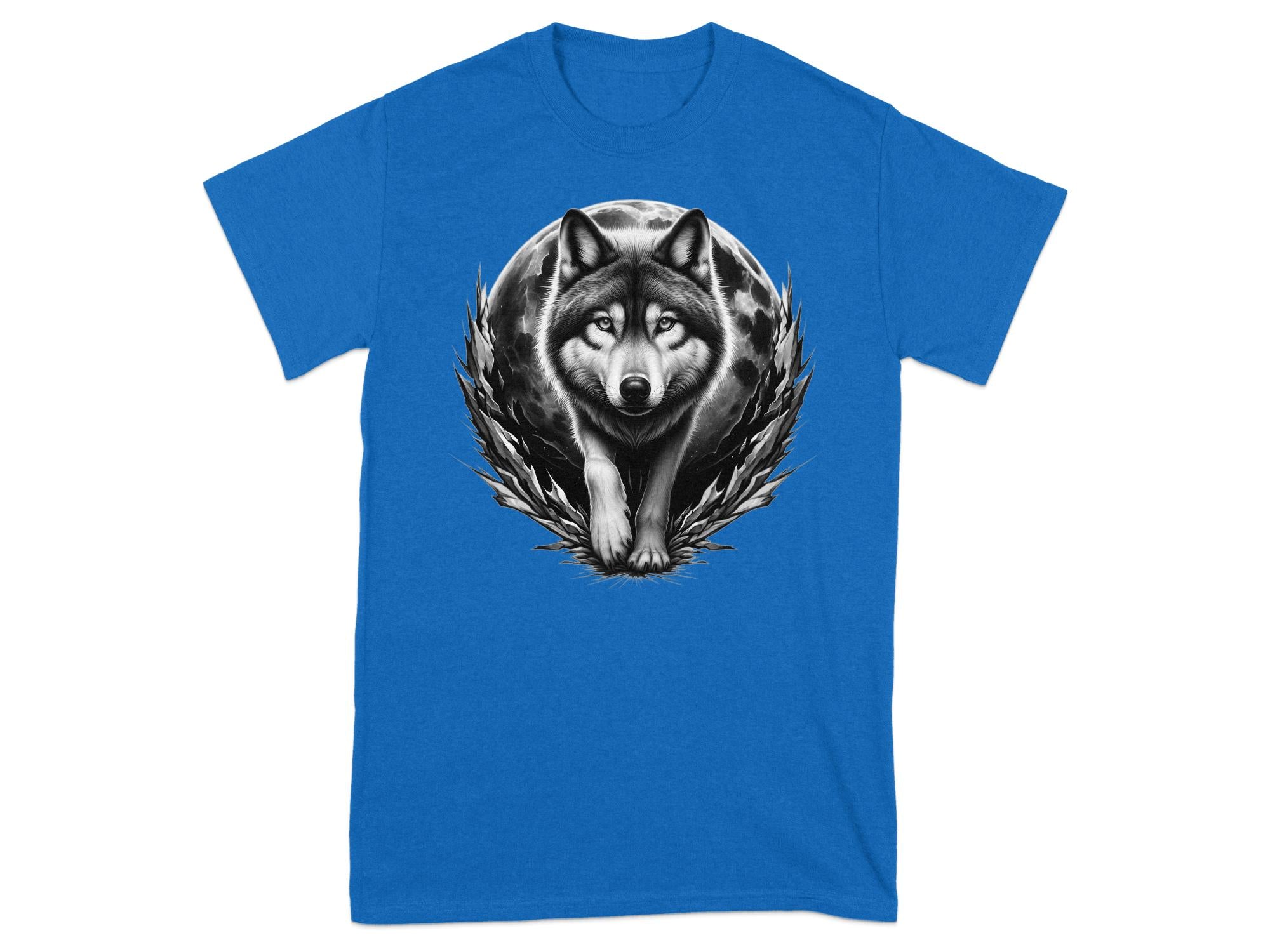 Moon Wolf - Coloured Gildan T-Shirt Realistic Animal Talisman Unisex Mythology Tee Graphic Design