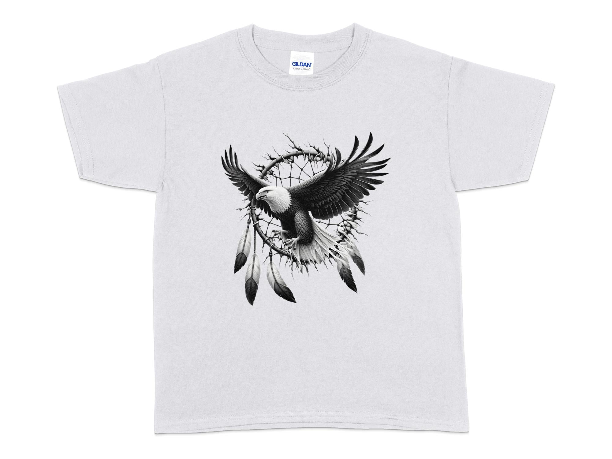 Dreamcatcher Eagle - Coloured Gildan Kids T-Shirt Realistic Native American Talisman Unisex Mythology Tee Graphic Design