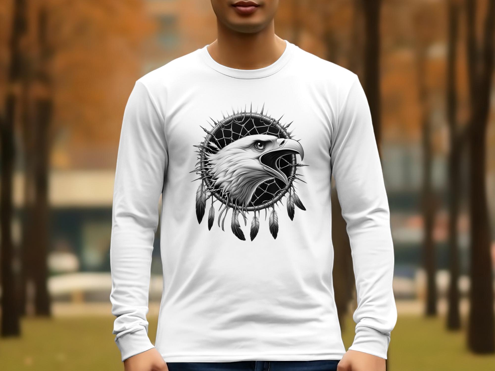 Dreamcatcher Eagle - Coloured Gildan Long Sleeve Realistic Native American Talisman Unisex Mythology Tee Graphic Design