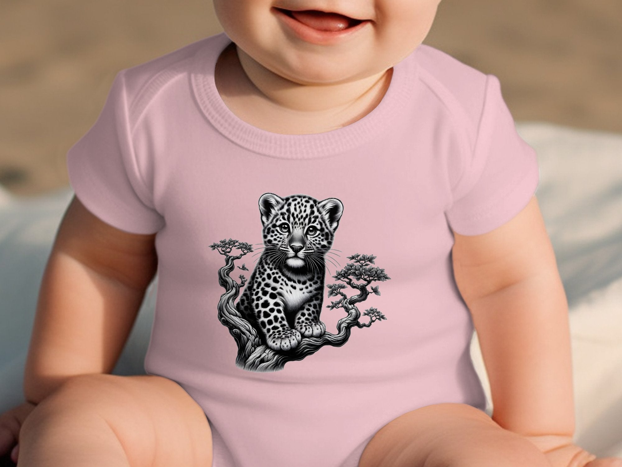 Leopard Bonsai - Coloured Toddler Bodysuit Realistic Animal Talisman Unisex Cute Tee Graphic Design