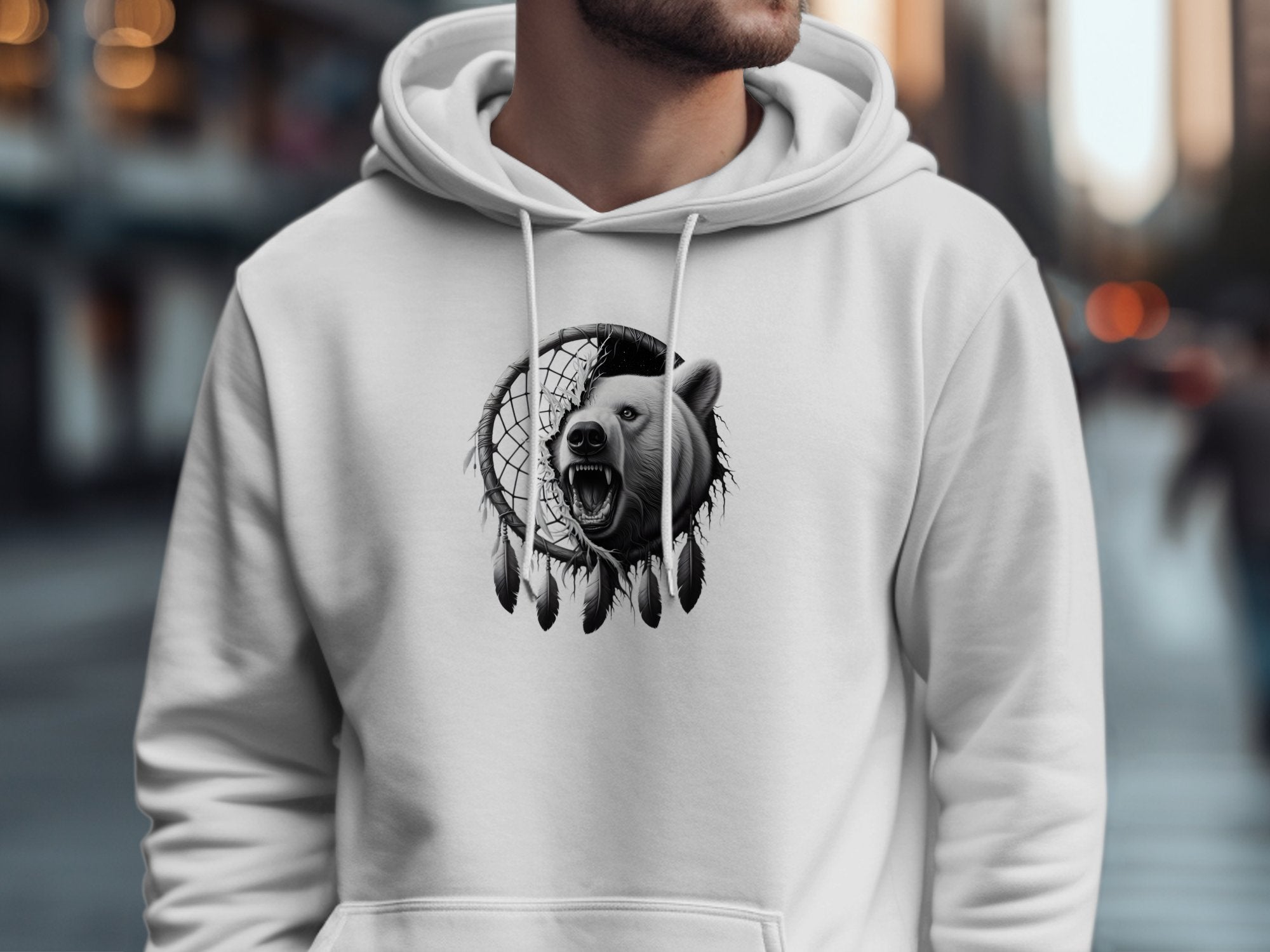 Dreamcatcher Bear - Coloured Gildan Hoodie Realistic Native American Talisman Unisex Mythology Tee Graphic Design