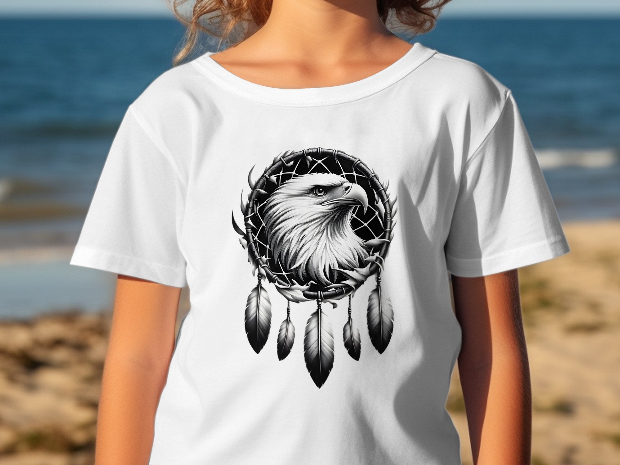 Dreamcatcher Eagle - Coloured Gildan Kids T-Shirt Realistic Native American Talisman Unisex Mythology Tee Graphic Design