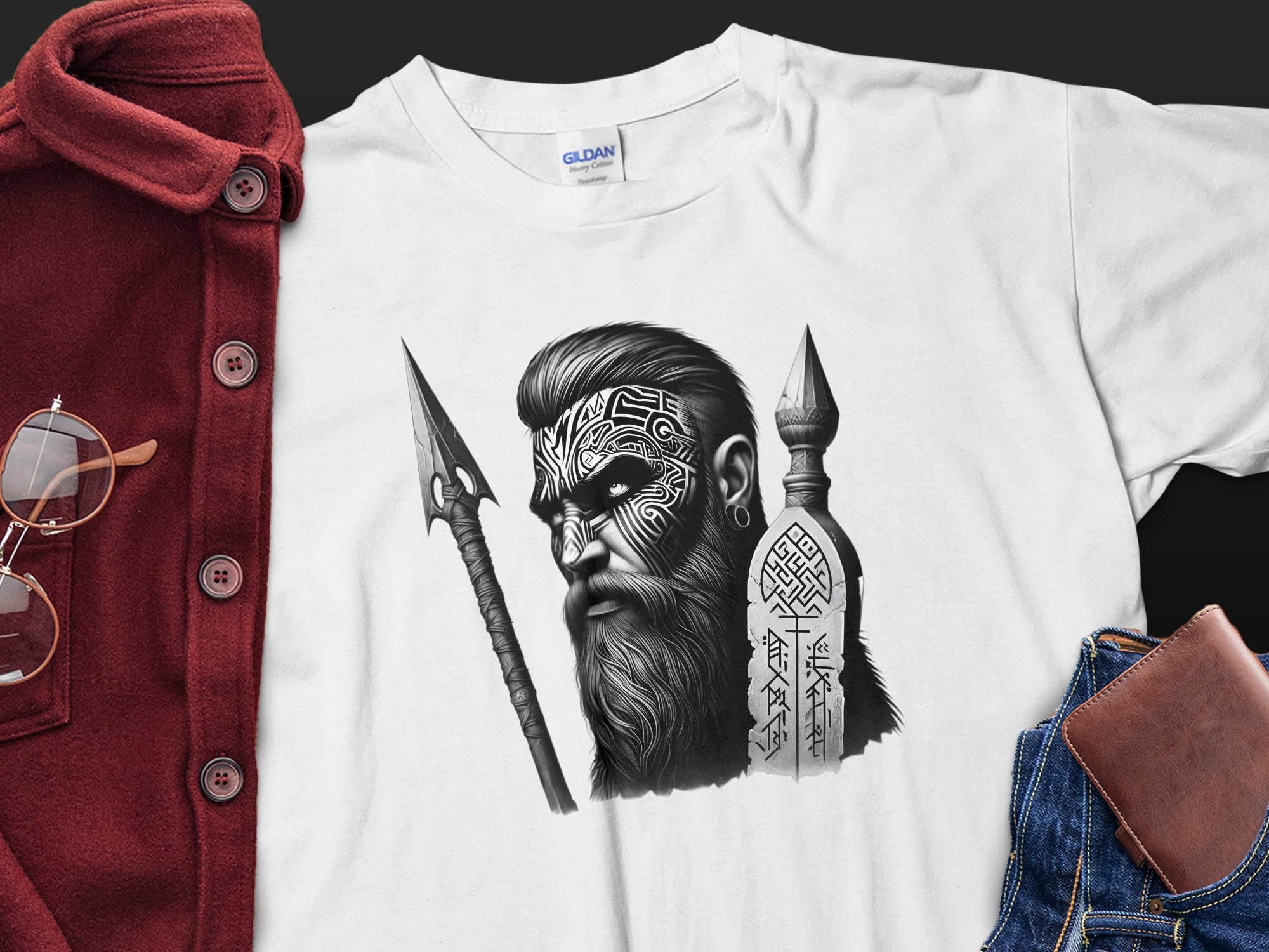 Viking Tenacity - Coloured Gildan T Shirt Realistic Norse Talisman Men Women Unisex Valhalla Tee Graphic Design