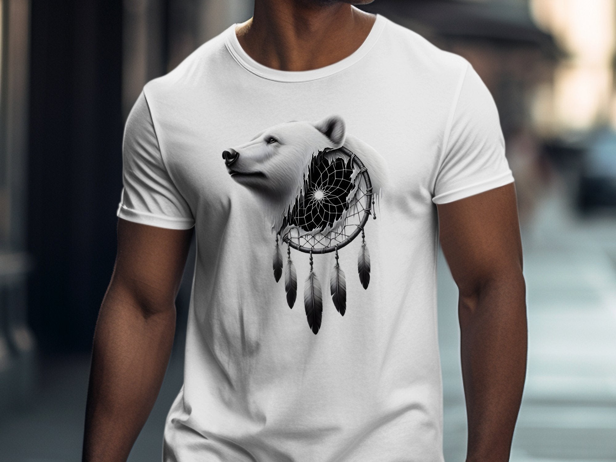 Dreamcatcher Bear - Coloured Gildan T-Shirt Realistic Native American Talisman Unisex Mythology Tee Graphic Design