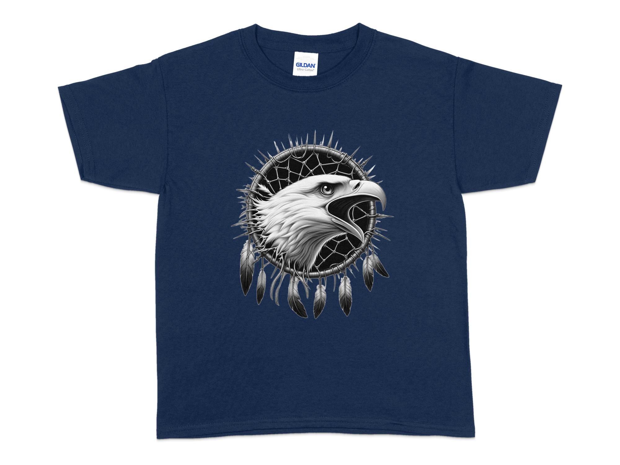 Dreamcatcher Eagle - Coloured Gildan Kids T-Shirt Realistic Native American Talisman Unisex Mythology Tee Graphic Design