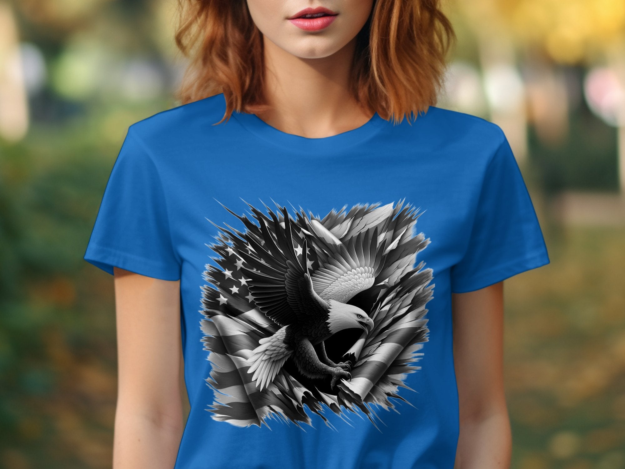 Eagle Patriot - Coloured Gildan T-Shirt Realistic Animal Talisman Unisex Tee Graphic Design