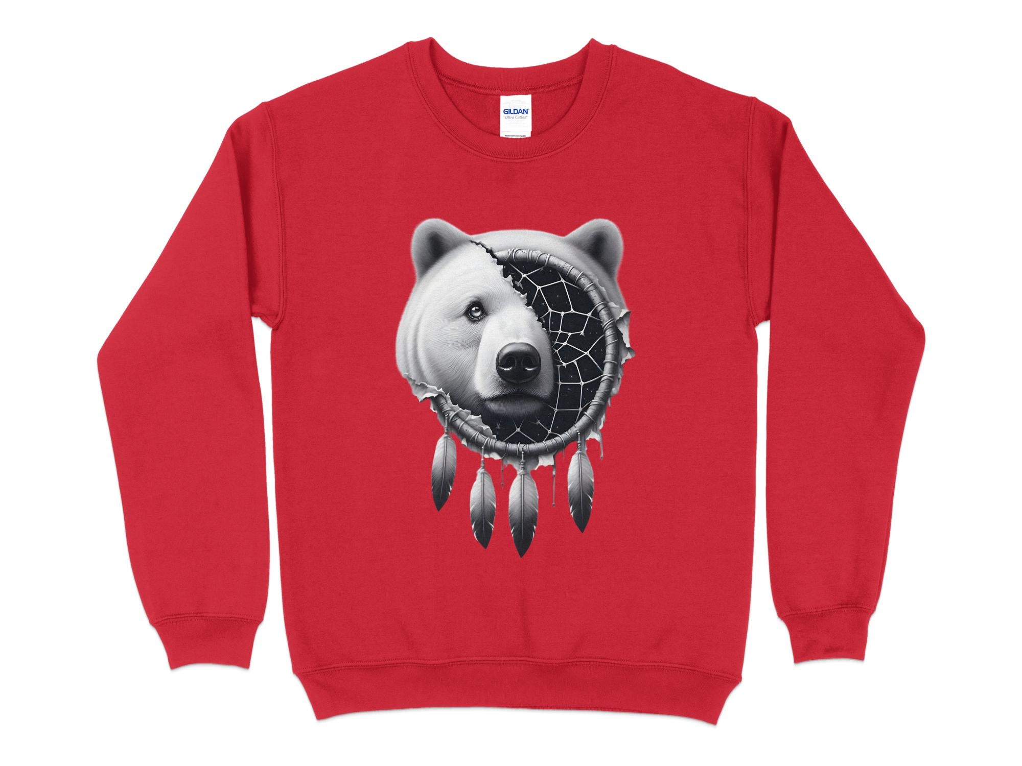 Dreamcatcher Bear - Coloured Gildan Sweatshirt Realistic Native American Talisman Unisex Mythology Tee Graphic Design