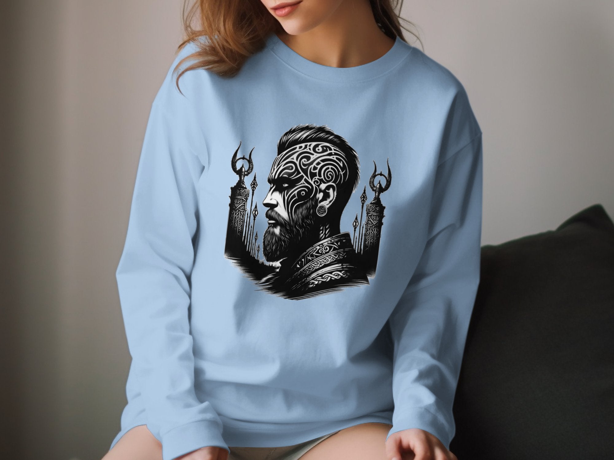 Viking Spirit - Coloured Gildan Long Sleeve Realistic Norse Talisman Men Women Unisex Valhalla Tee Graphic Design