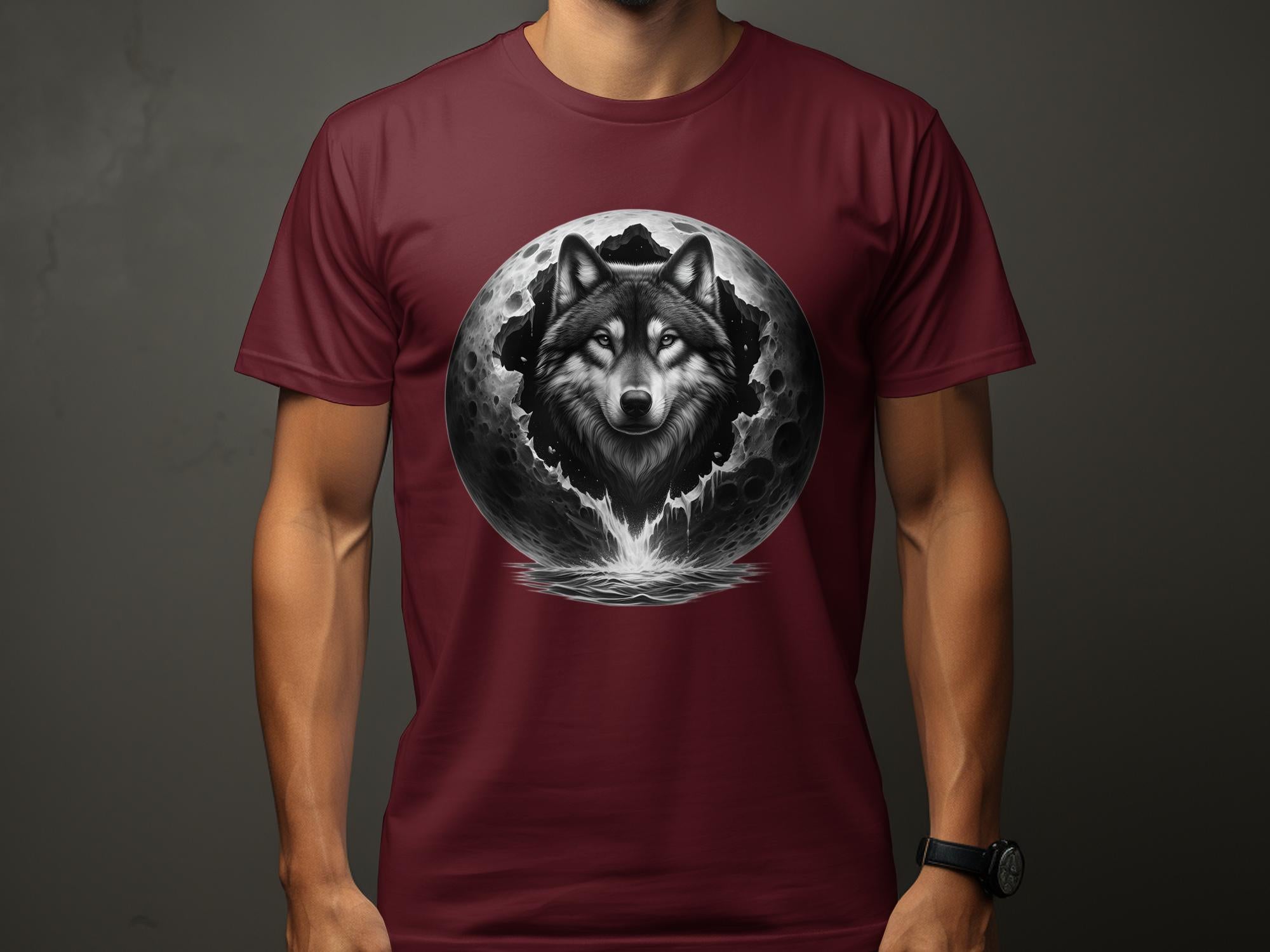 Moon Wolf - Coloured Gildan T-Shirt Realistic Animal Talisman Unisex Mythology Tee Graphic Design