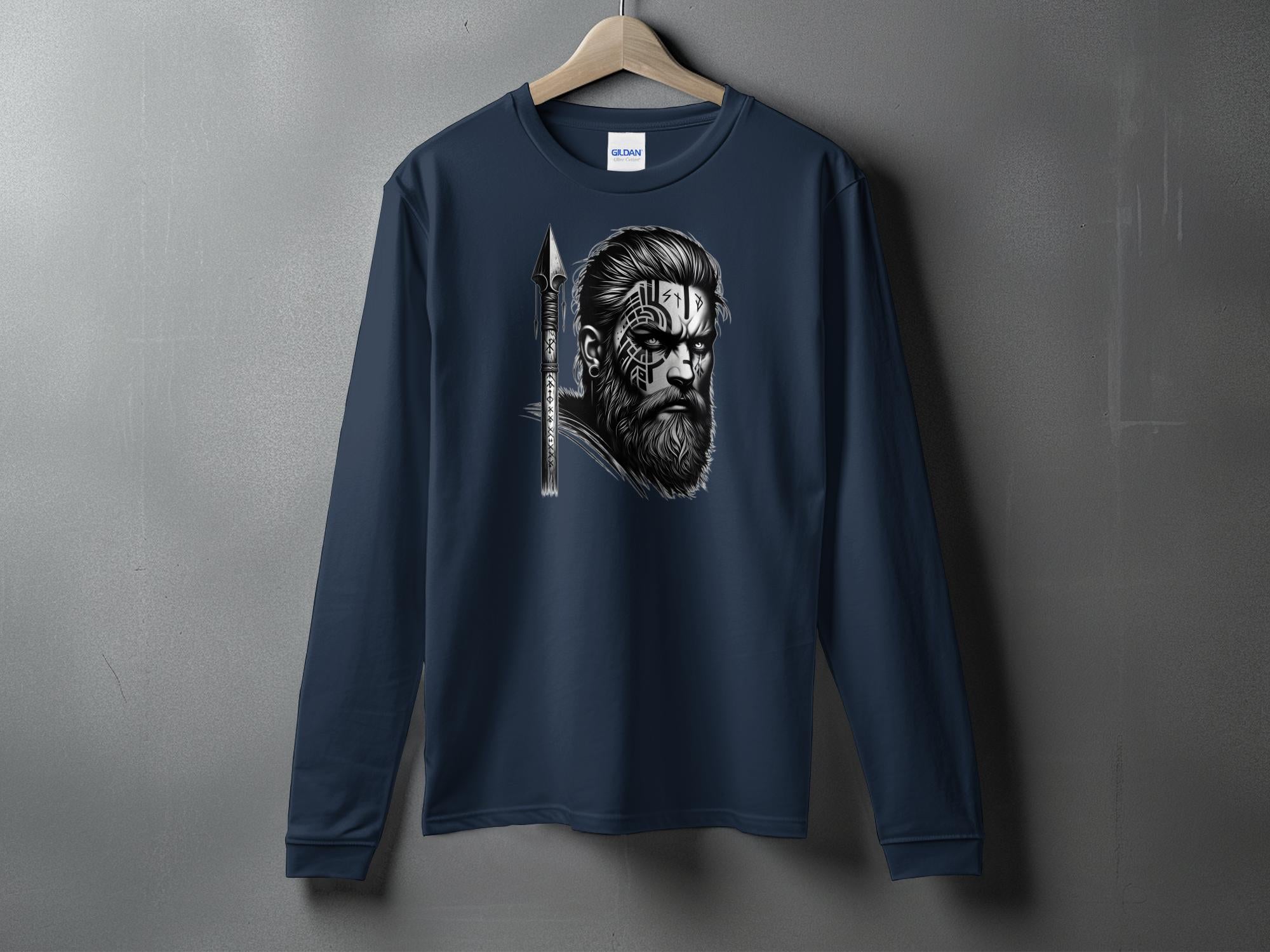 Viking Protector - Coloured Gildan Long Sleeve Realistic Norse Talisman Men Women Unisex Valhalla Tee Graphic Design