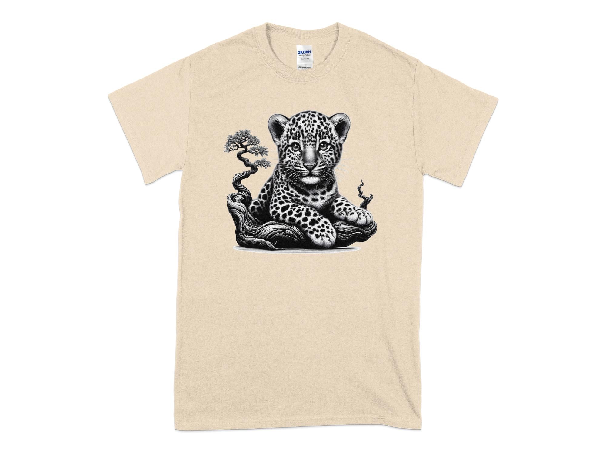 Leopard Bonsai - Coloured Gildan T-Shirt Realistic Animal Talisman Unisex Cute Tee Graphic Design