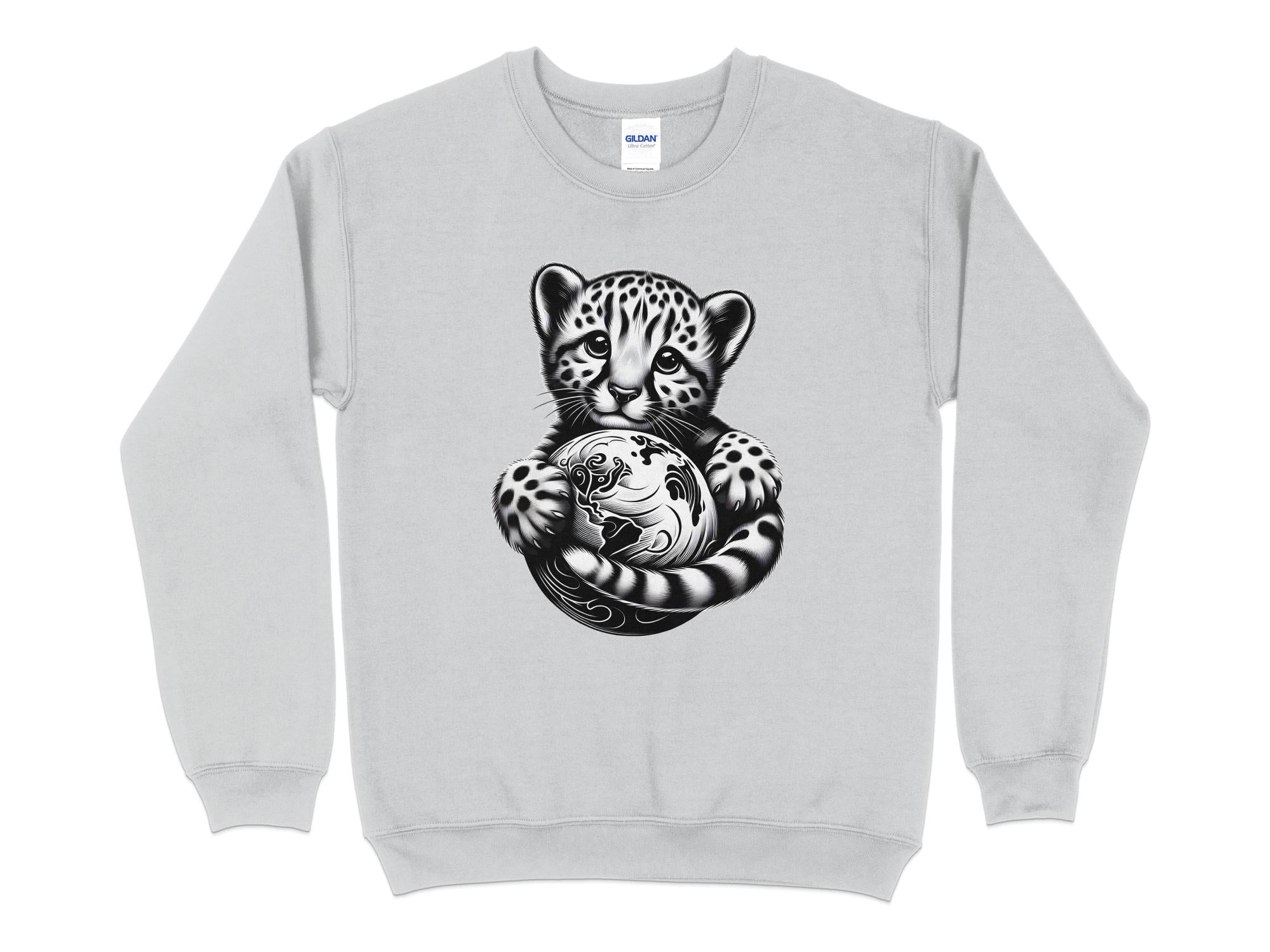 Cheetah World - Coloured Gildan Sweatshirt Realistic Animal Talisman Unisex Cute Tee Graphic Design