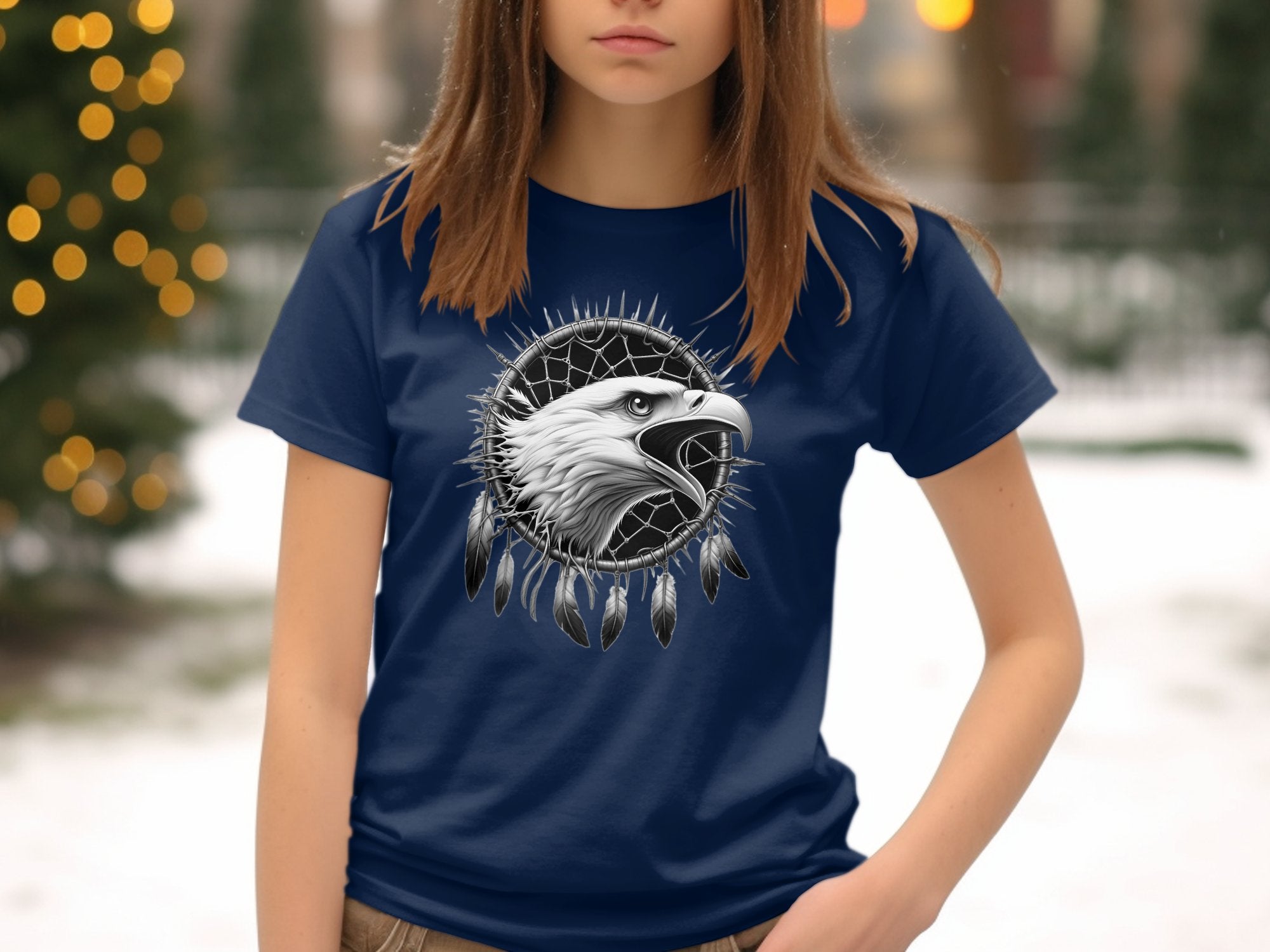 Dreamcatcher Eagle - Coloured Gildan Kids T-Shirt Realistic Native American Talisman Unisex Mythology Tee Graphic Design