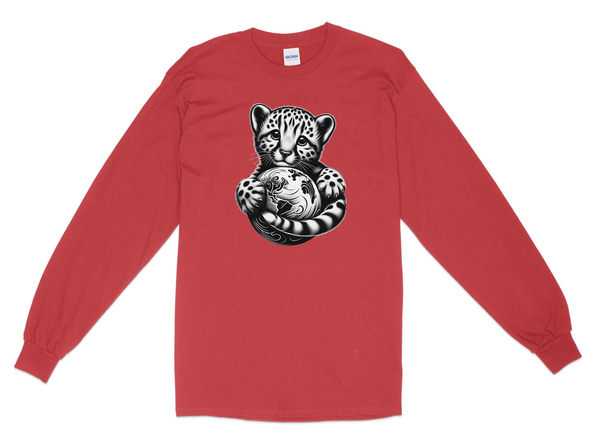 Cheetah World - Coloured Gildan Long Sleeve Realistic Animal Talisman Unisex Cute Tee Graphic Design