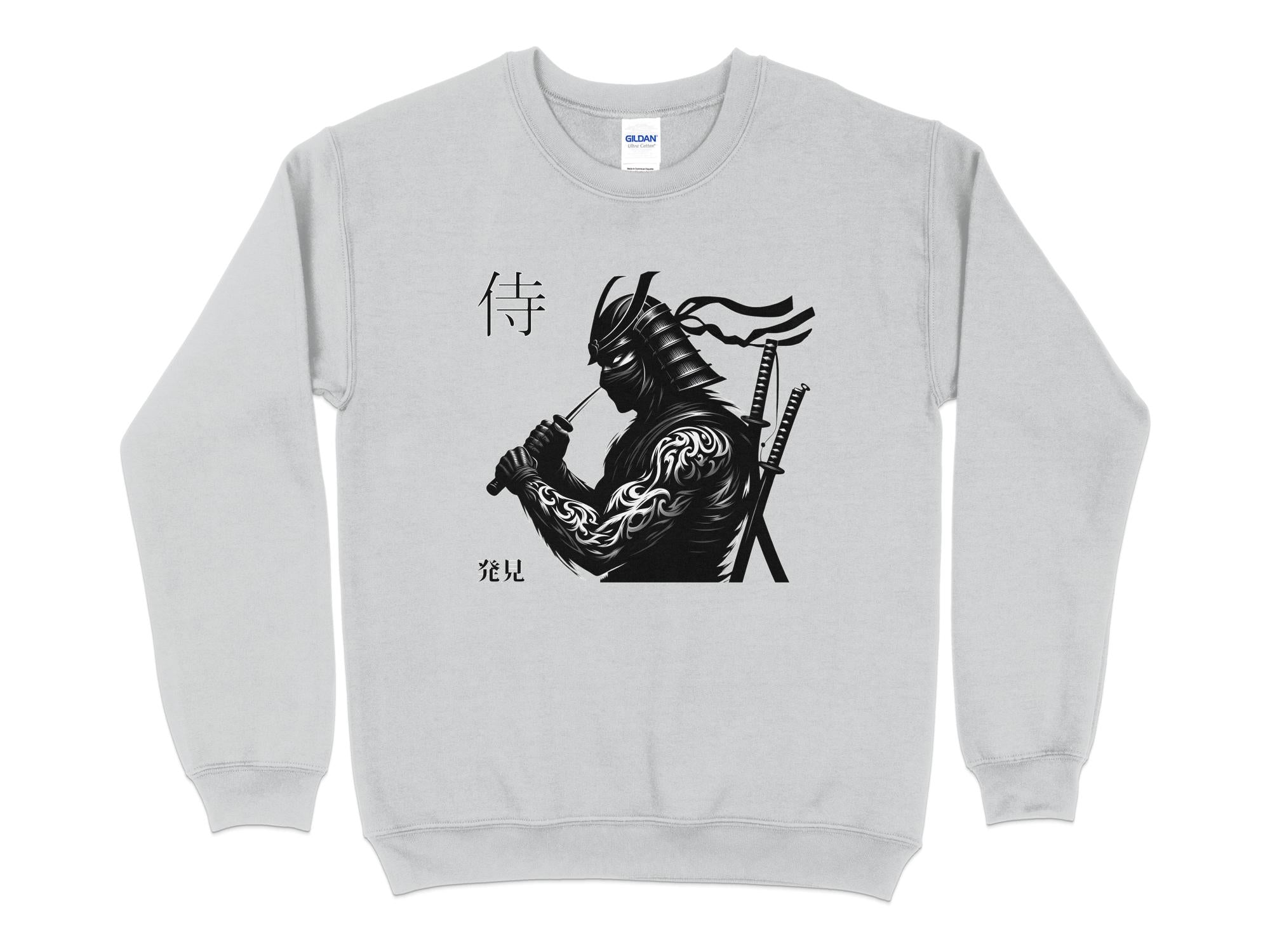 Samurai Ninja - Coloured Gildan Sweatshirt Japanese Talisman Unisex Cultural Symbolic Graphic Design