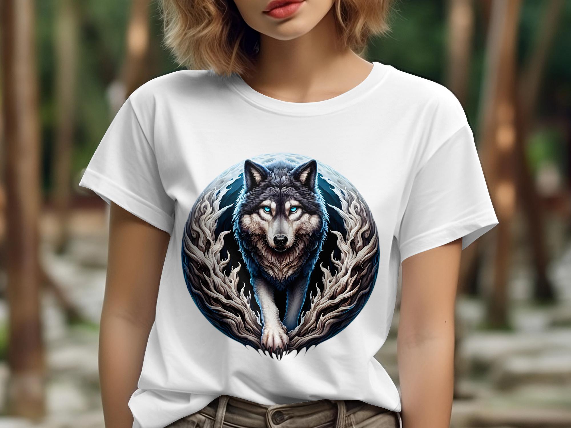 Moon Wolf - T-Shirt Realistic Full Colour Animal Talisman Unisex Mythology Tee Gildan Graphic Design