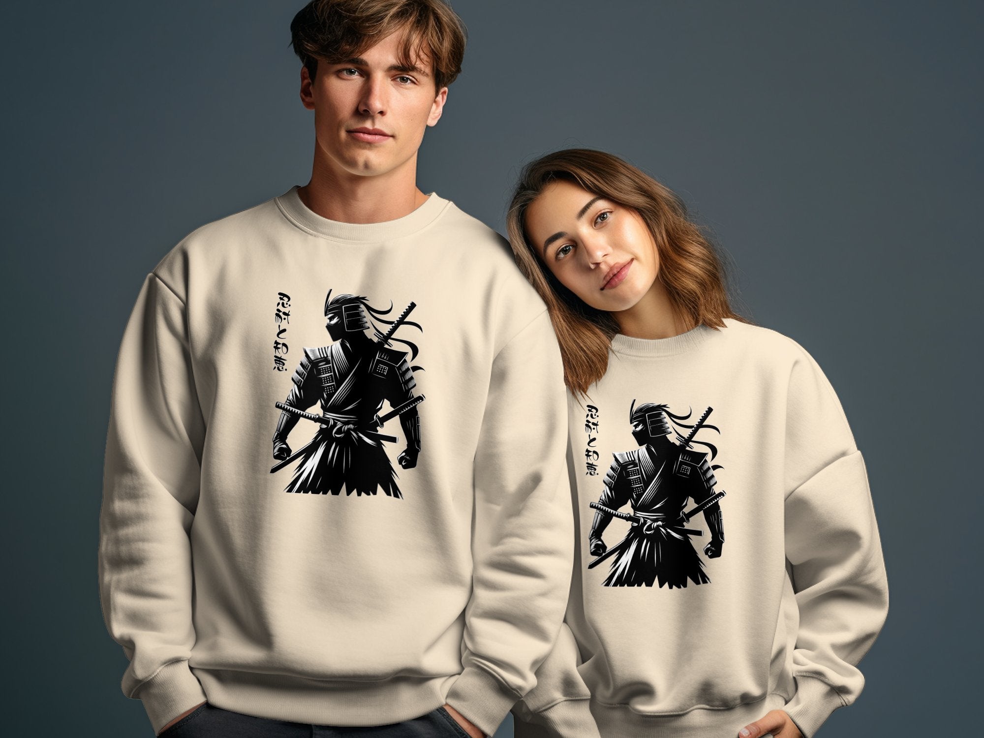 Samurai Ninja - Coloured Gildan Sweatshirt Japanese Talisman Unisex Cultural Symbolic Graphic Design