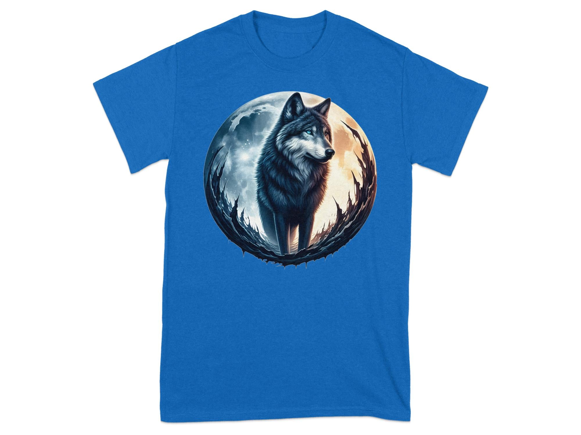 Moon Wolf - T-Shirt Realistic Full Colour Animal Talisman Unisex Mythology Tee Gildan Graphic Design