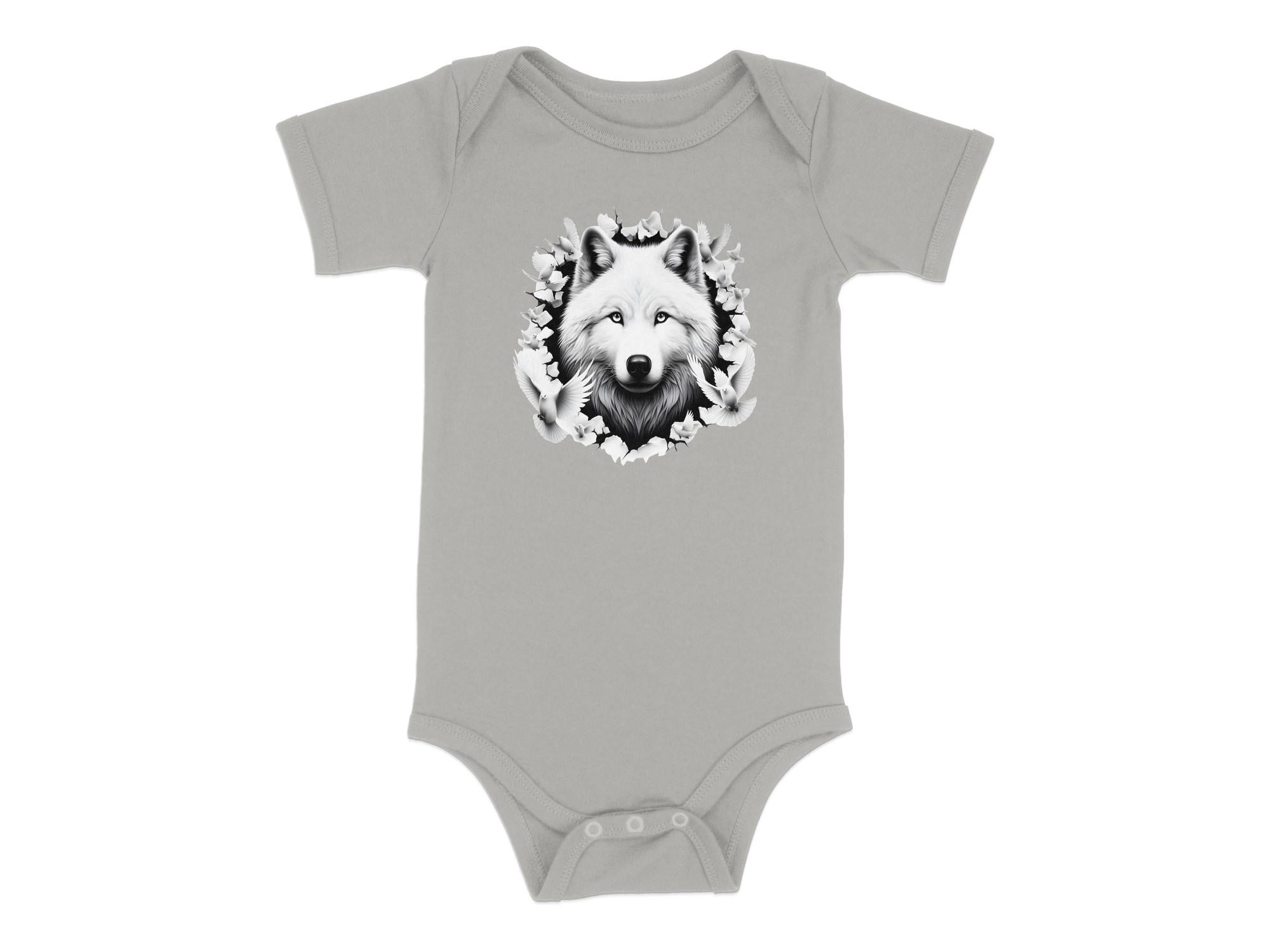 Wolf x Doves - Coloured Toddler Bodysuit Realistic Animal Talisman Unisex Tee Graphic Design