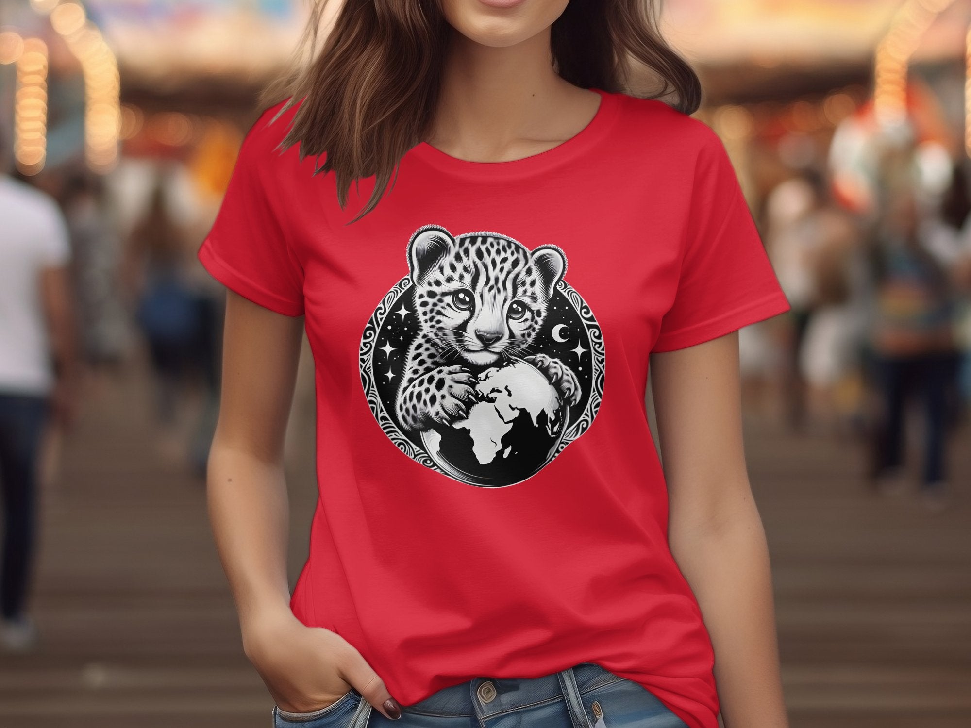 Cheetah World - Coloured Gildan T-Shirt Realistic Animal Talisman Unisex Cute Tee Graphic Design