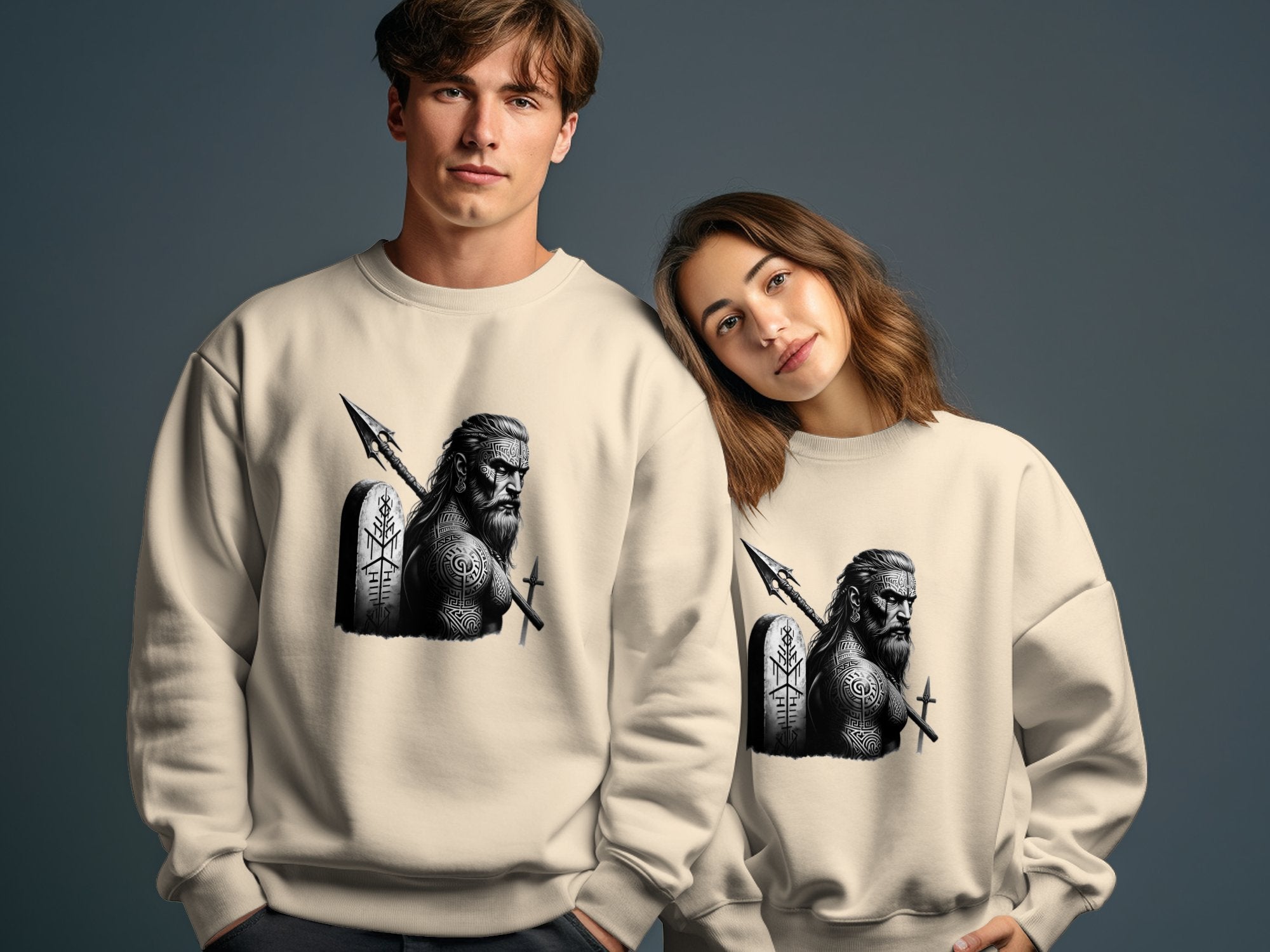 Viking Heroism - Coloured Gildan Sweatshirt Realistic Norse Talisman Men Women Unisex Valhalla Tee Graphic Design