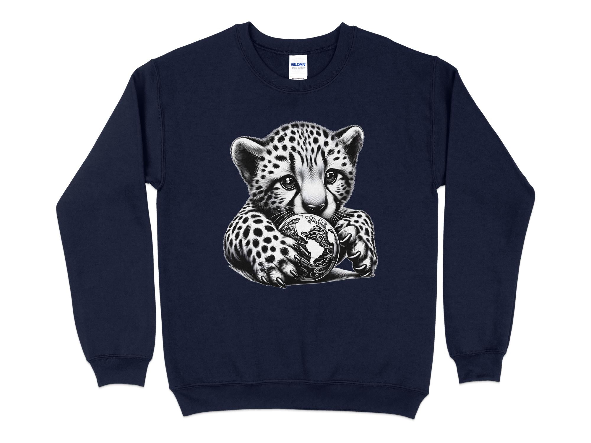 Cheetah World - Coloured Gildan Sweatshirt Realistic Animal Talisman Unisex Cute Tee Graphic Design