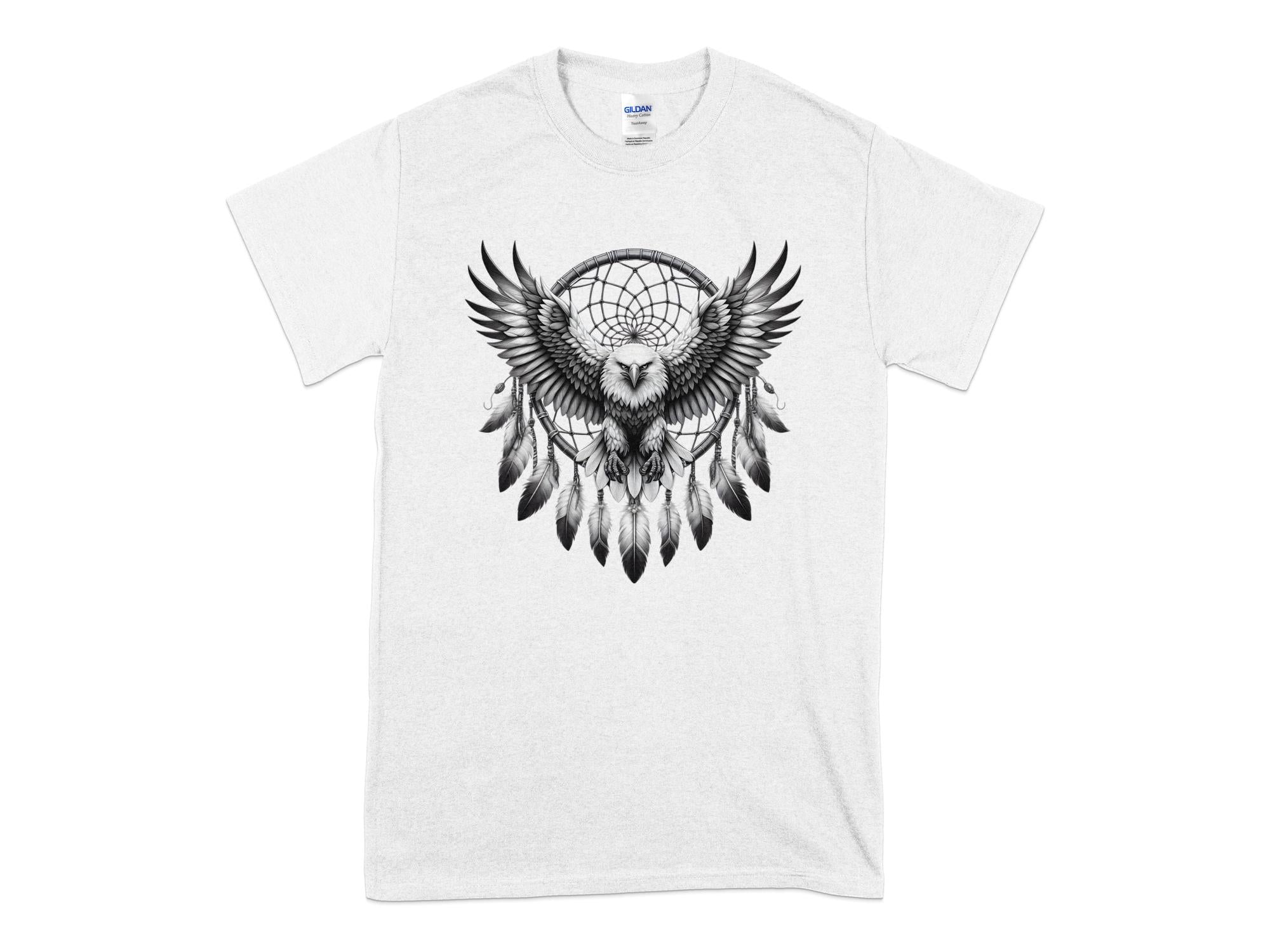 Dreamcatcher Eagle - Coloured Gildan T-Shirt Realistic Native American Talisman Unisex Mythology Tee Graphic Design