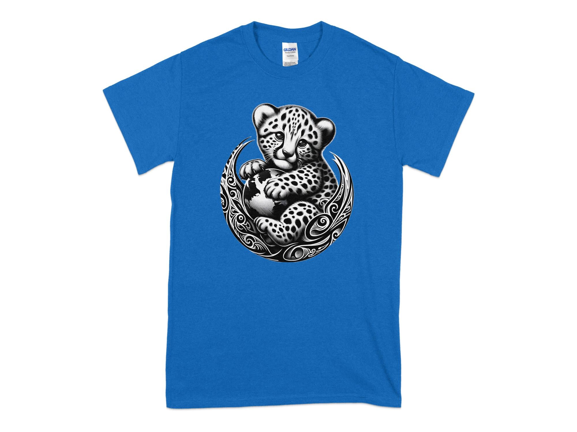 Cheetah World - Coloured Gildan T-Shirt Realistic Animal Talisman Unisex Cute Tee Graphic Design