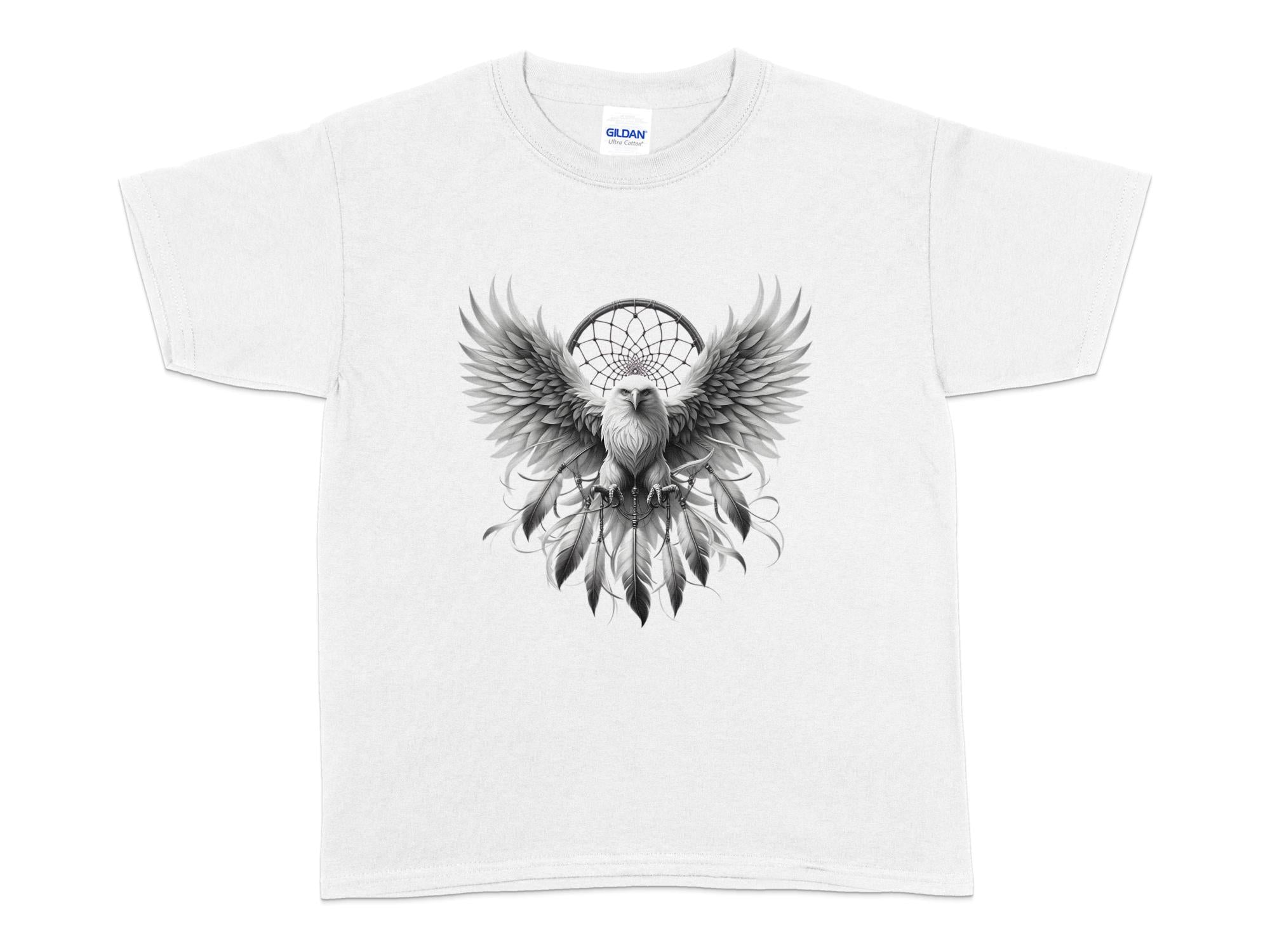 Dreamcatcher Eagle - Coloured Gildan Kids T-Shirt Realistic Native American Talisman Unisex Mythology Tee Graphic Design