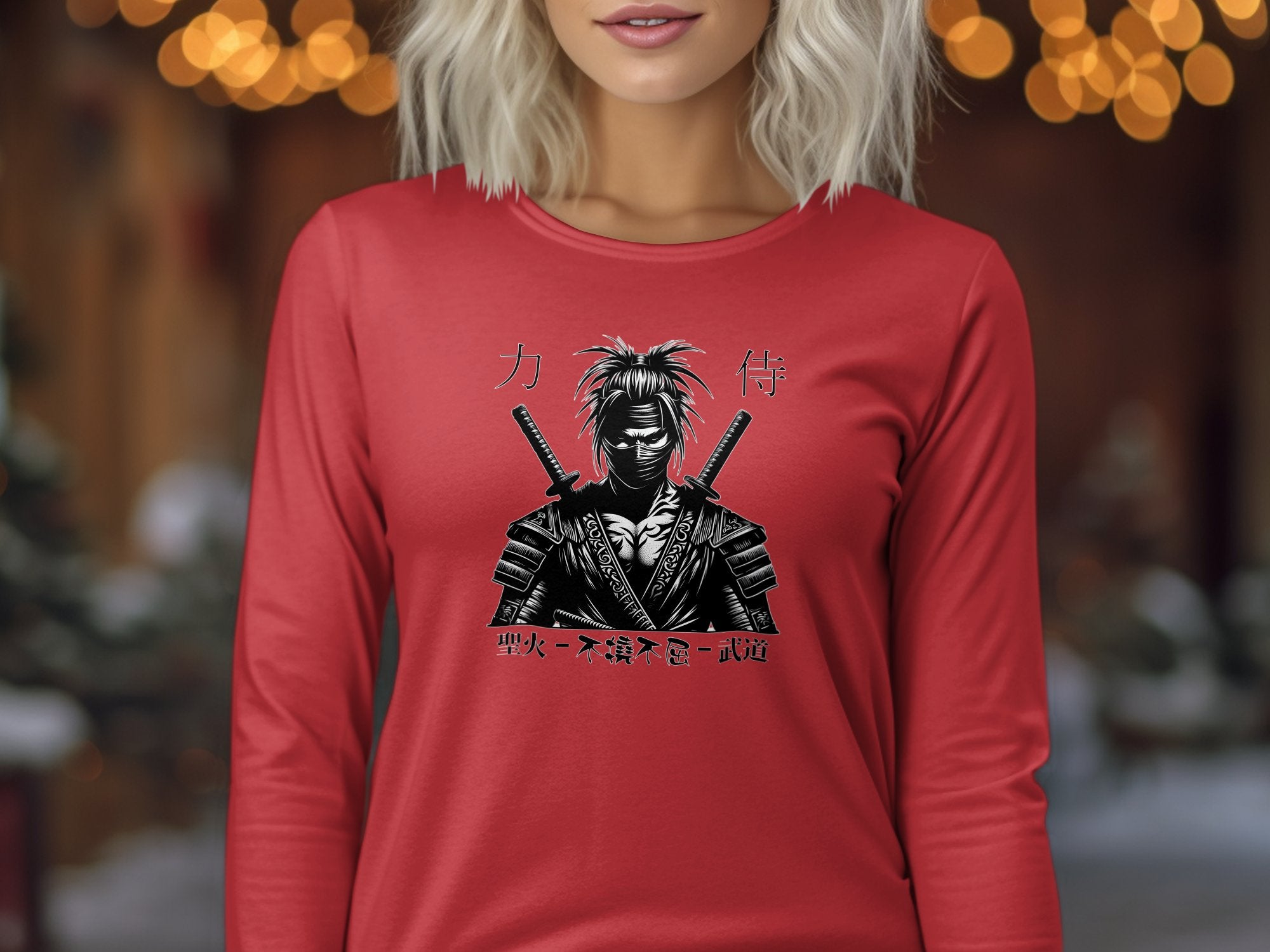 Samurai Ninja - Coloured Gildan Long Sleeve Japanese Talisman Unisex Cultural Symbolic Graphic Design