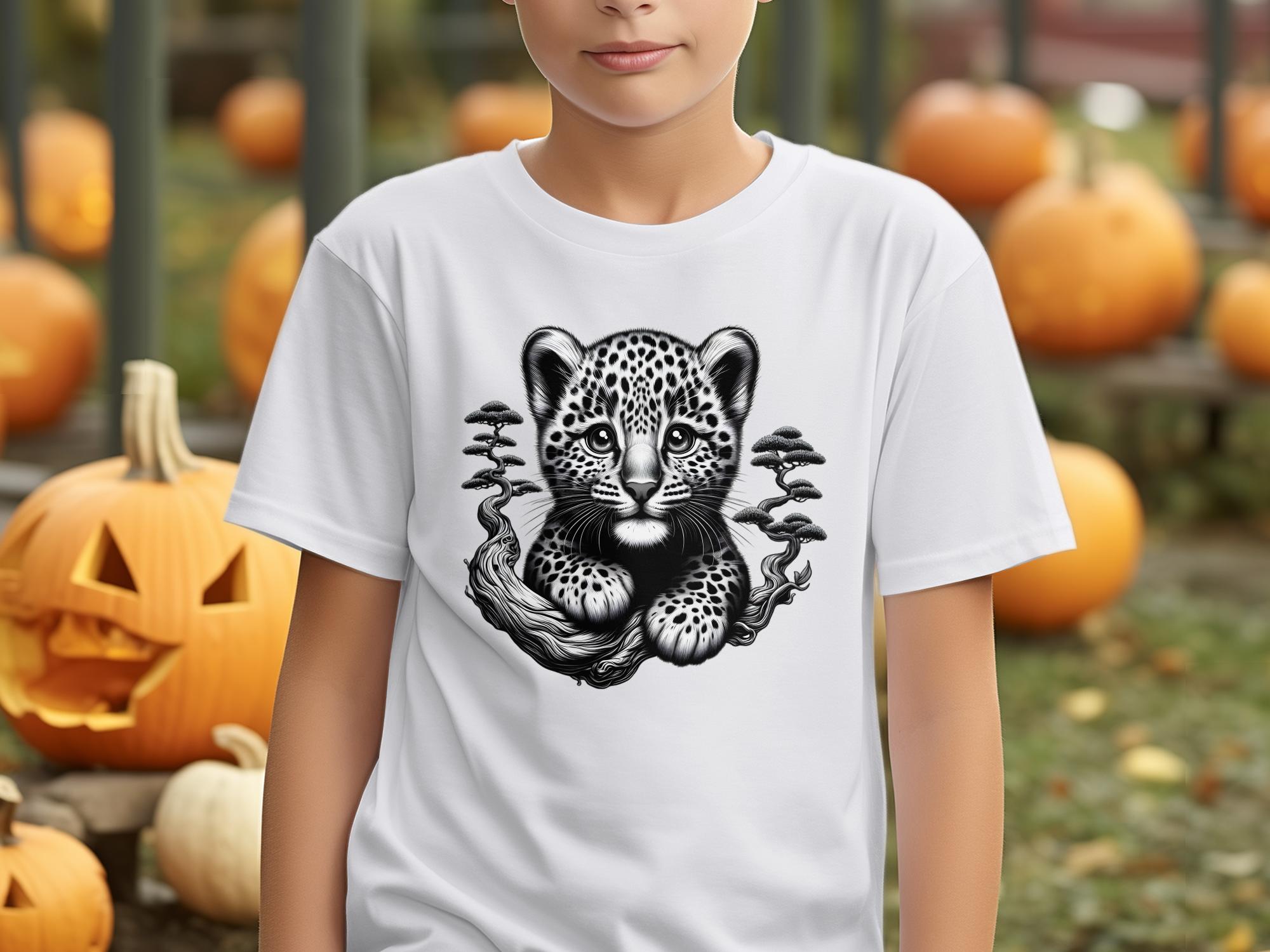 Leopard Bonsai - Coloured Gildan Kids T-Shirt Realistic Animal Talisman Unisex Cute Tee Graphic Design