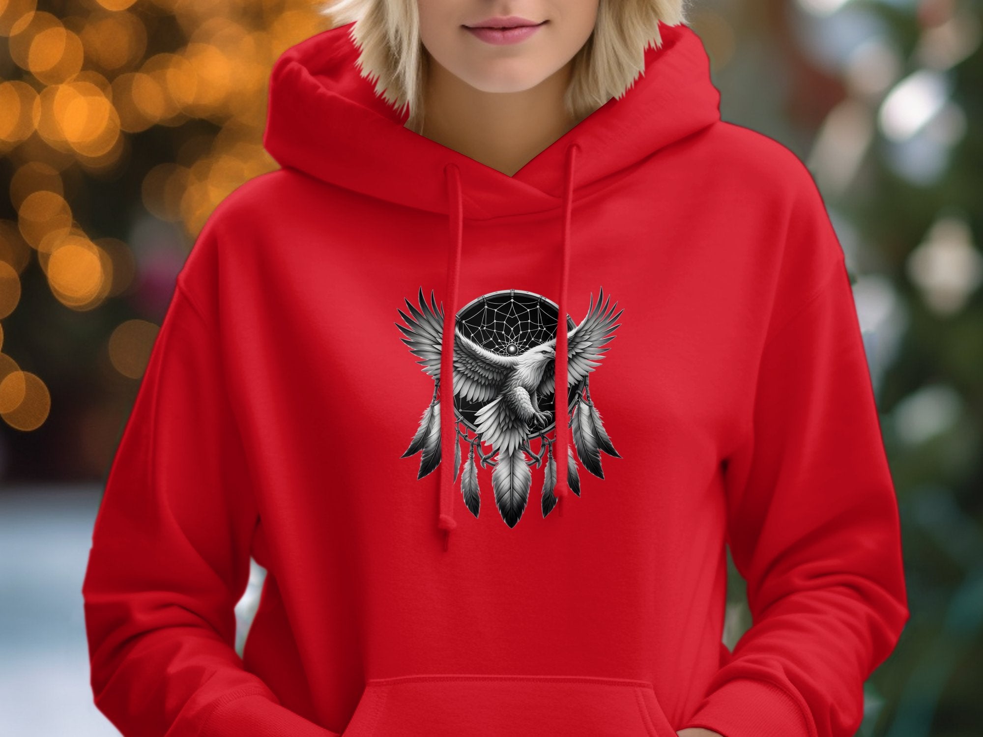 Dreamcatcher Eagle - Coloured Gildan Hoodie Realistic Native American Talisman Unisex Mythology Tee Graphic Design