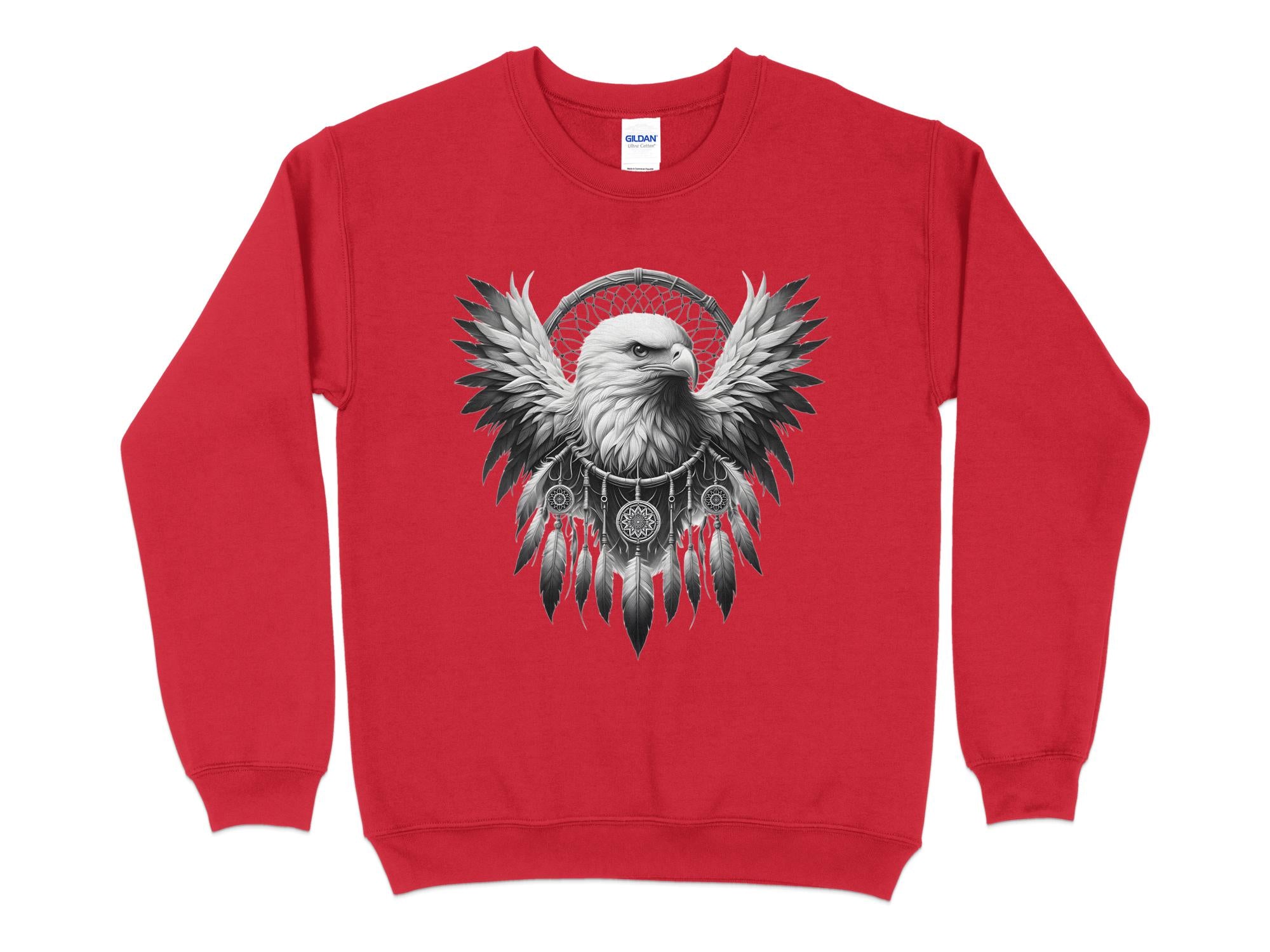 Dreamcatcher Eagle - Coloured Gildan Sweatshirt Realistic Native American Talisman Unisex Mythology Tee Graphic Design