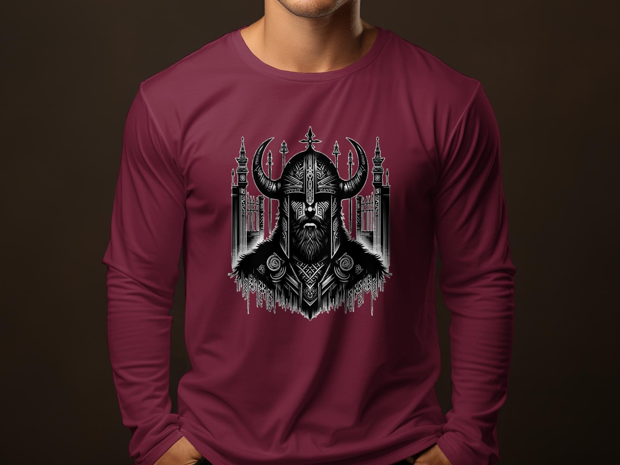 Viking Resolve - Coloured Gildan Long Sleeve Realistic Norse Talisman Men Women Unisex Valhalla Tee Graphic Design