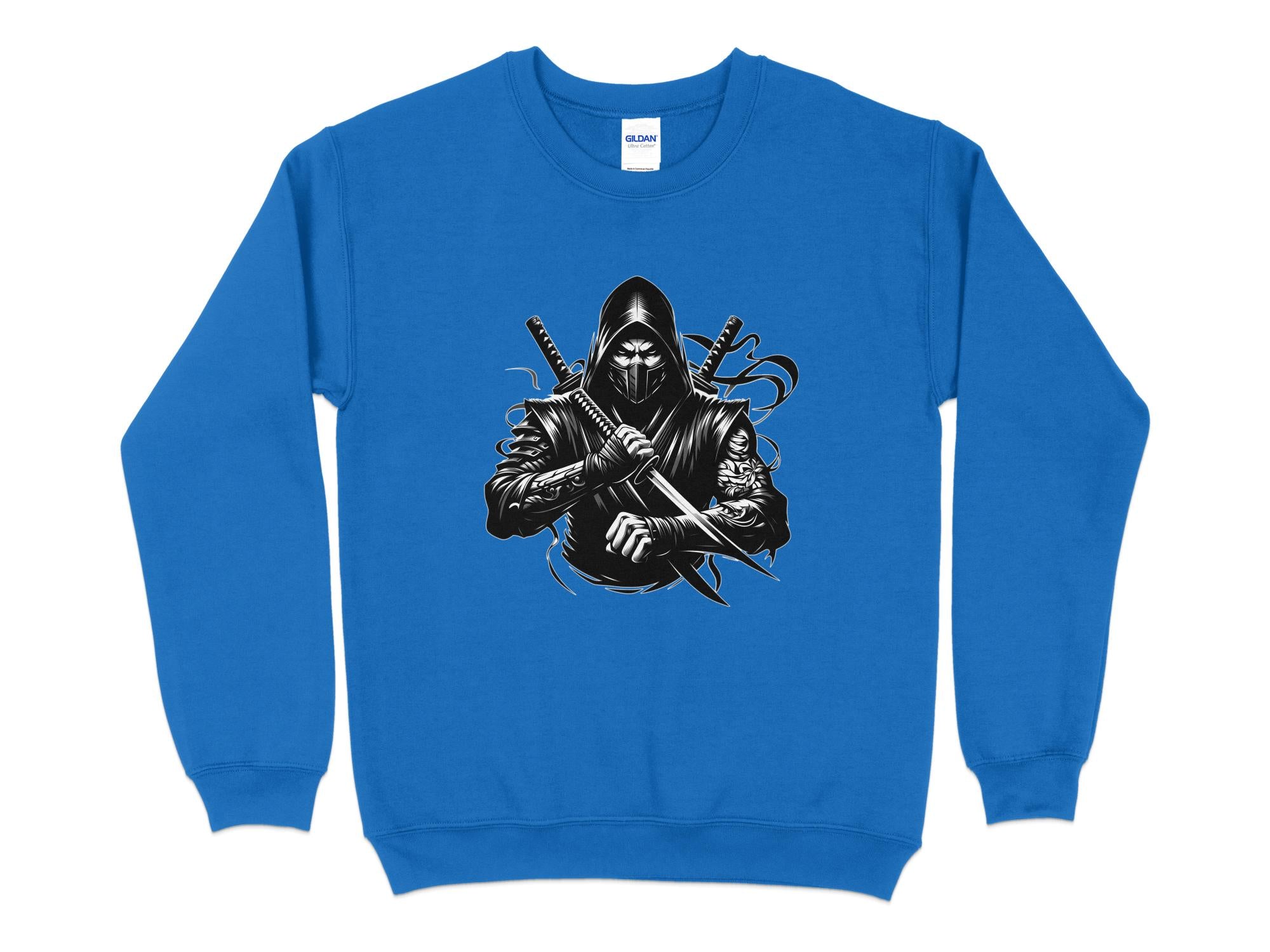 Samurai Ninja - Coloured Gildan Sweatshirt Japanese Talisman Unisex Cultural Symbolic Graphic Design